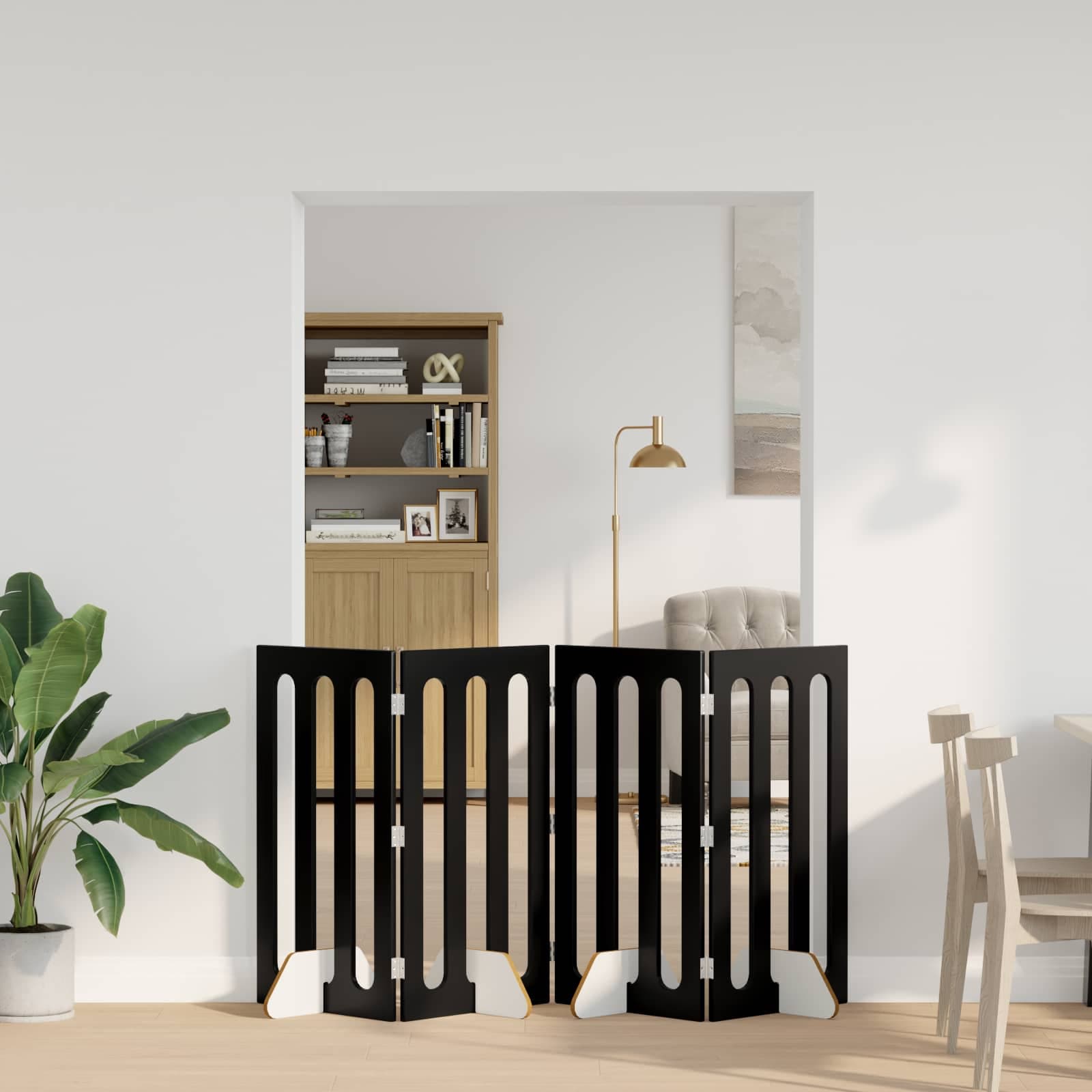 Recinto pieghevole per animali 4 pz Rovere Nero — miniatura 1 di 10