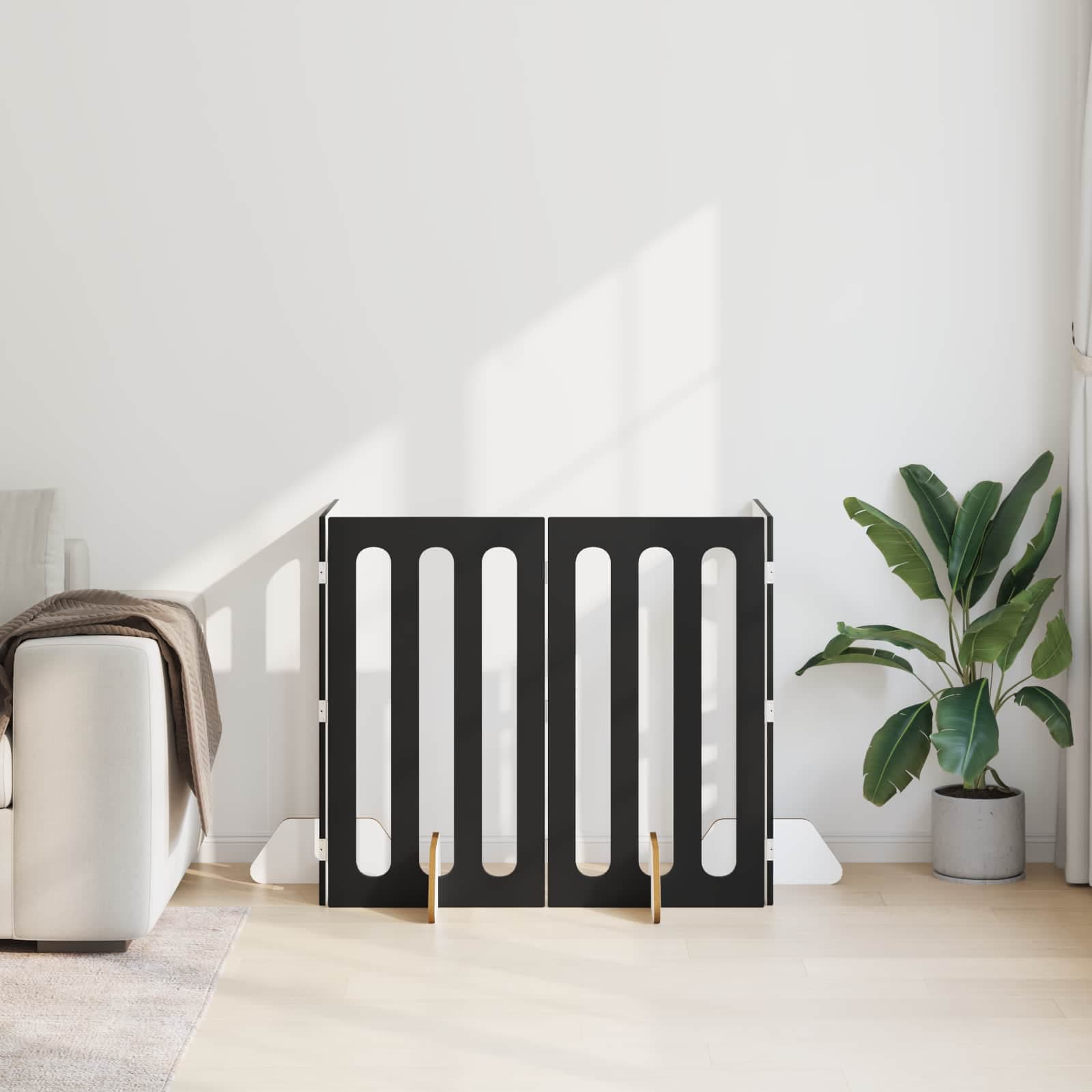Recinto pieghevole per animali 4 pz Rovere Nero — miniatura 3 di 10