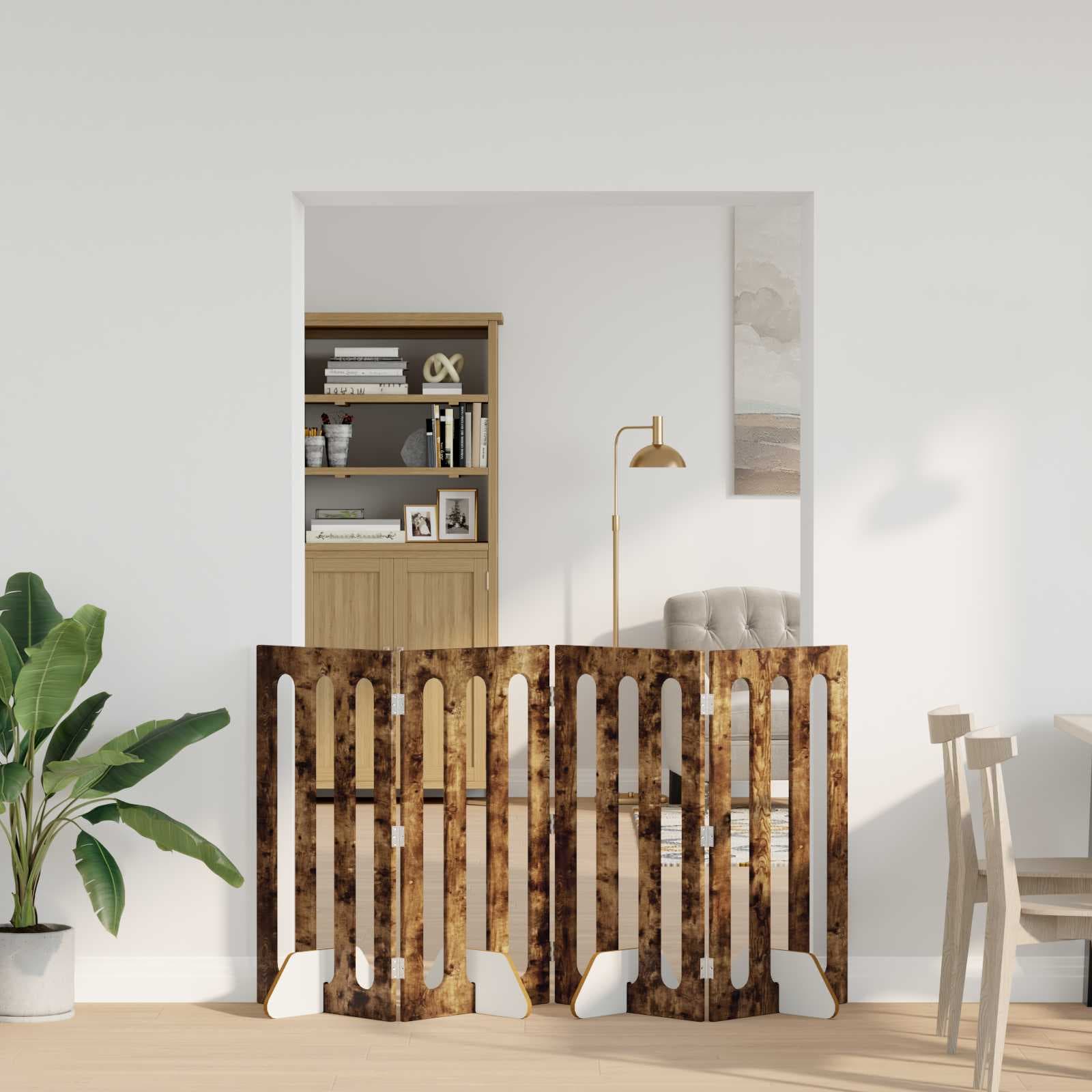 Recinto pieghevole per animali 4 pz Rovere Fumo — miniatura 1 di 10