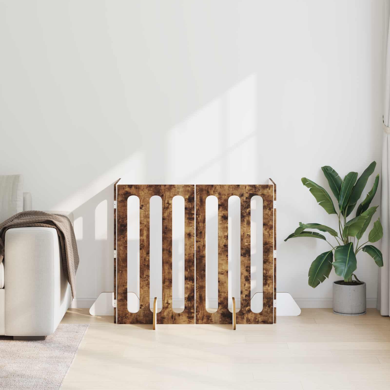 Recinto pieghevole per animali 4 pz Rovere Fumo — miniatura 3 di 10