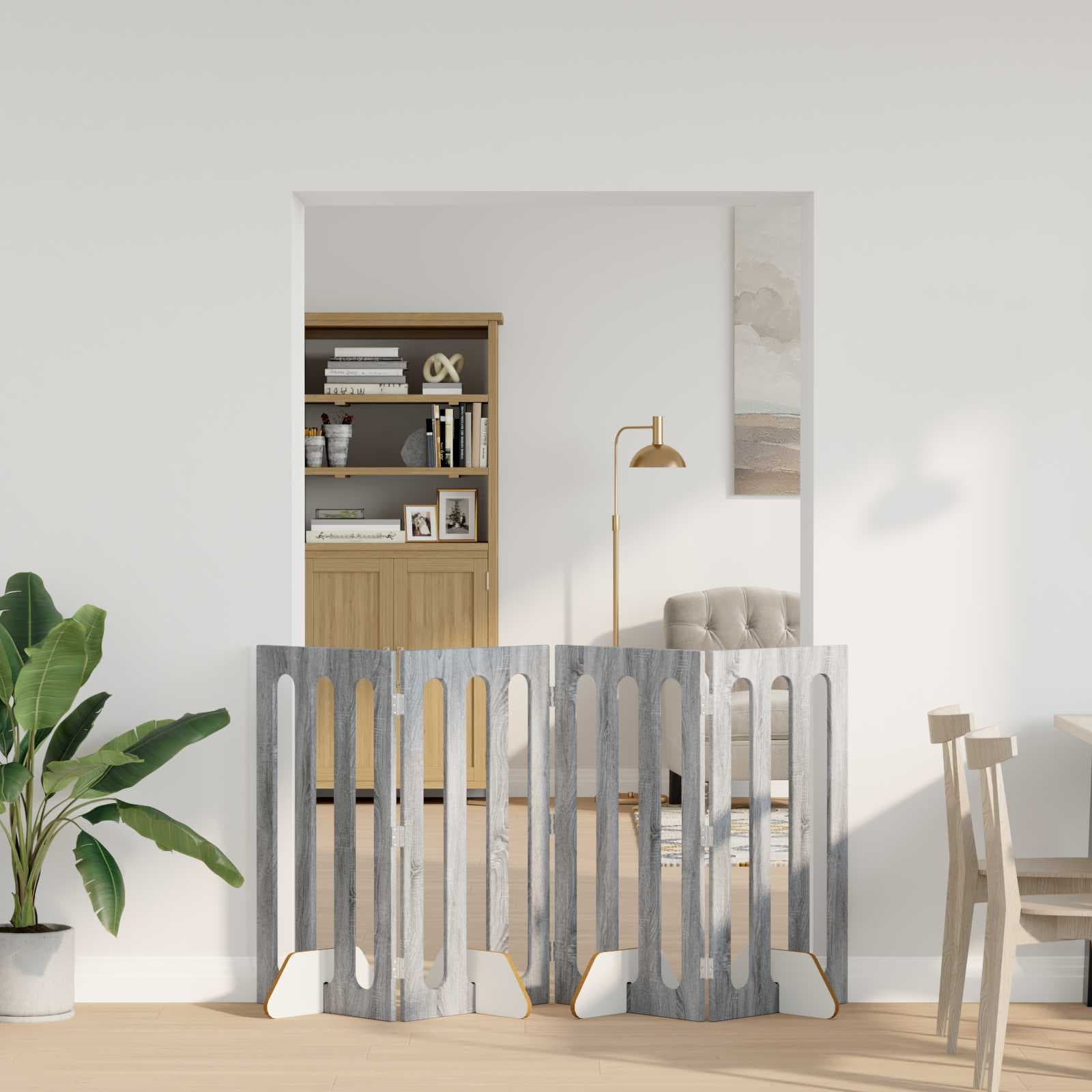 Recinto pieghevole per animali 4 pz Sonoma grigio — miniatura 1 di 10