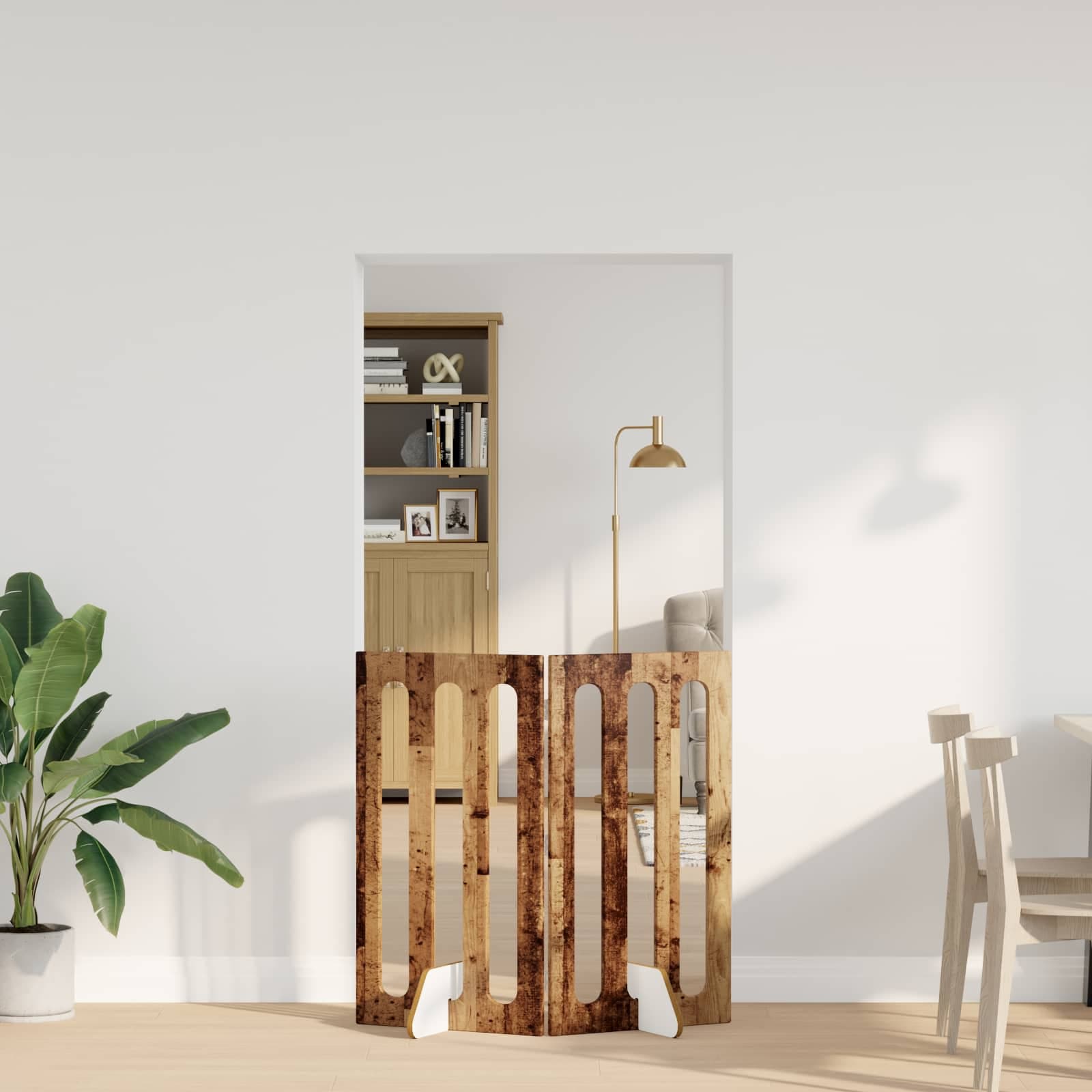 Recinto pieghevole per animali 2 pz Legno di quercia — miniatura 1 di 8
