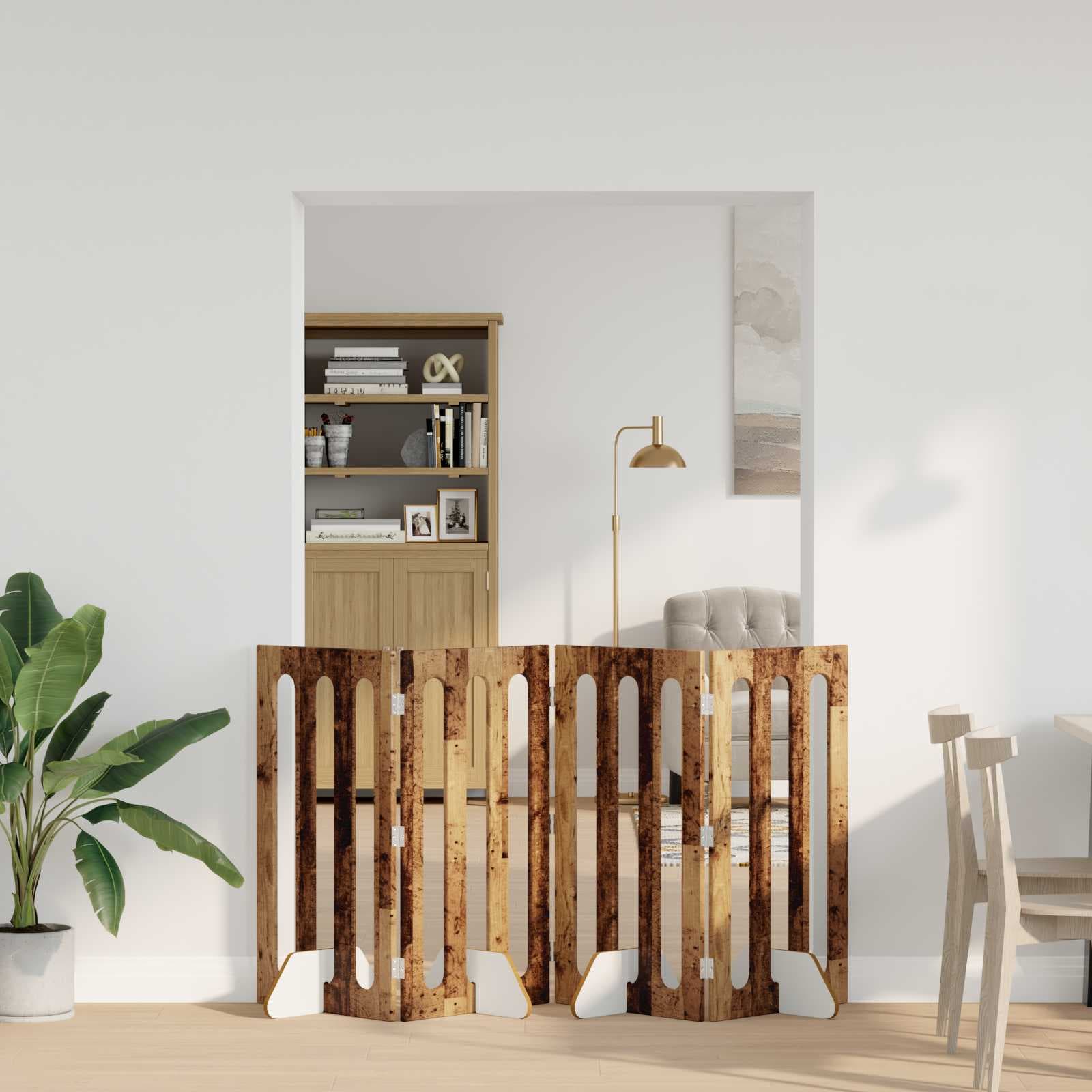 Recinto pieghevole per animali 4 pz Legno di quercia — miniatura 1 di 9