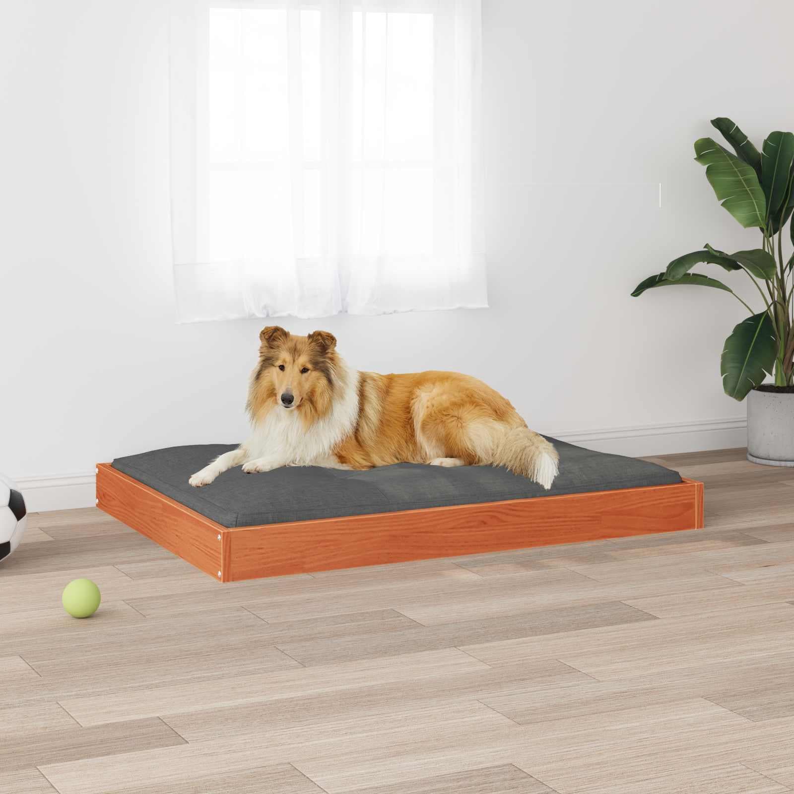 Letto per Cani 101,5 x 74 x 9 cm Legno di Pino Massello — miniatura 4 di 7