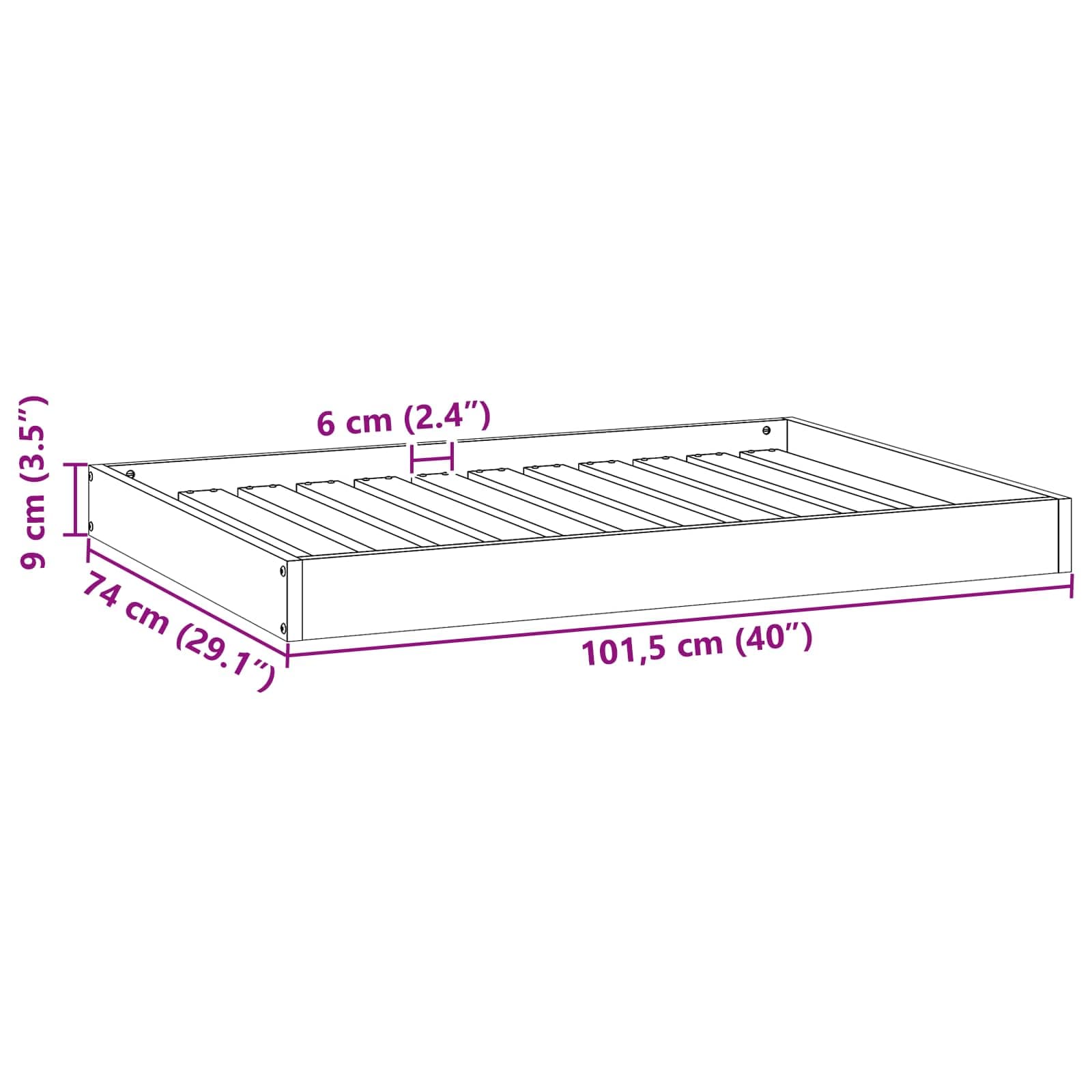 Letto per Cani 101,5 x 74 x 9 cm Legno di Pino Massello — miniatura 7 di 7