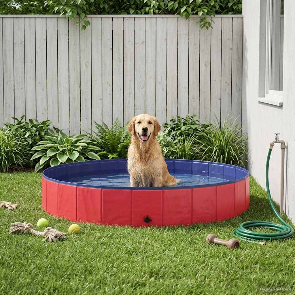 Piscina per Cani Ø200 x 30 cm PVC Spesso Rosso