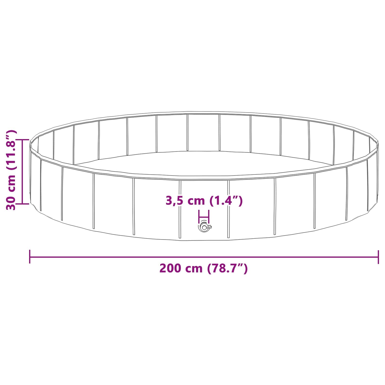 Piscina per Cani Ø200 x 30 cm PVC Spesso Rosso — miniatura 7 di 7