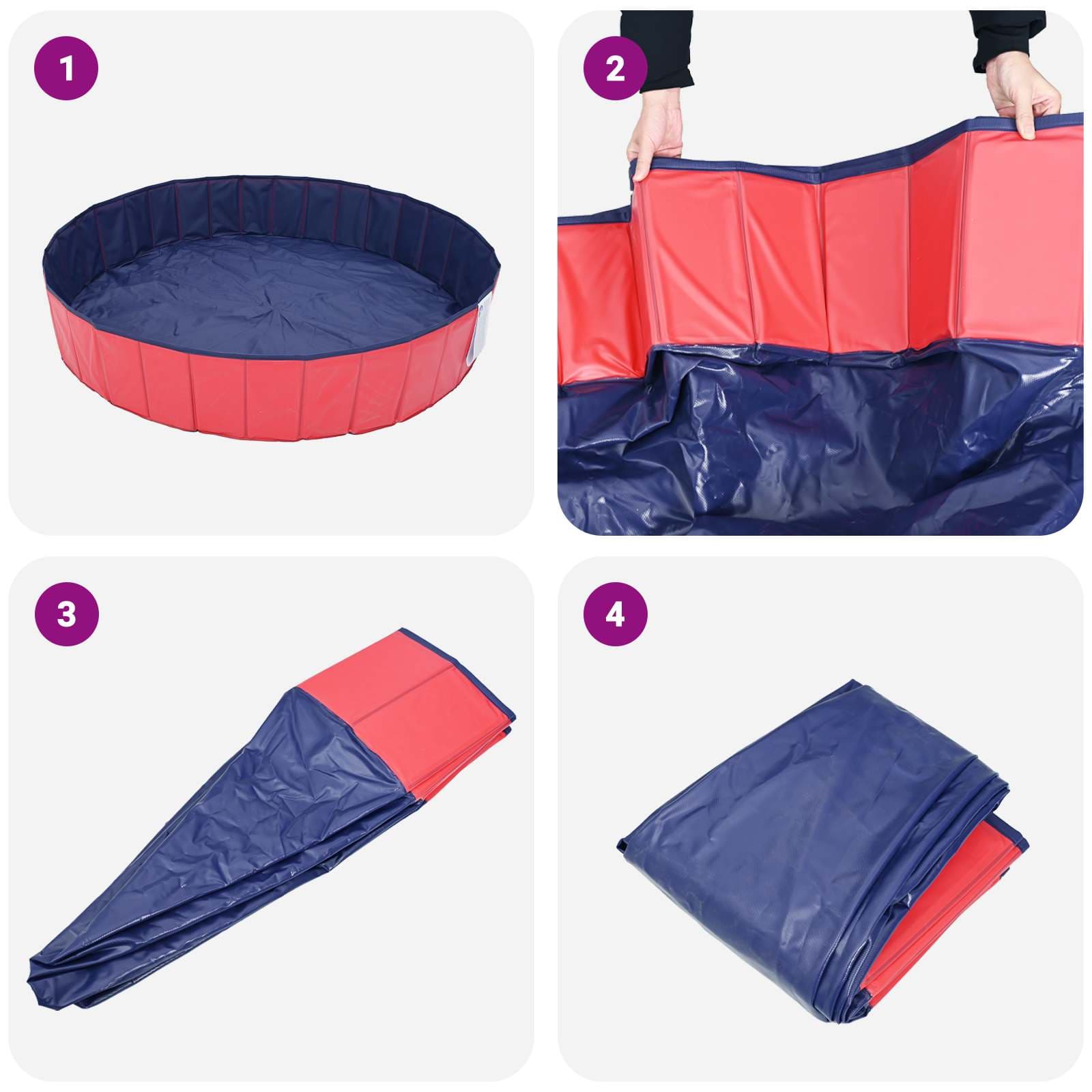 Piscina per Cani Ø300 x 38 cm PVC Spesso Rosso — miniatura 5 di 7