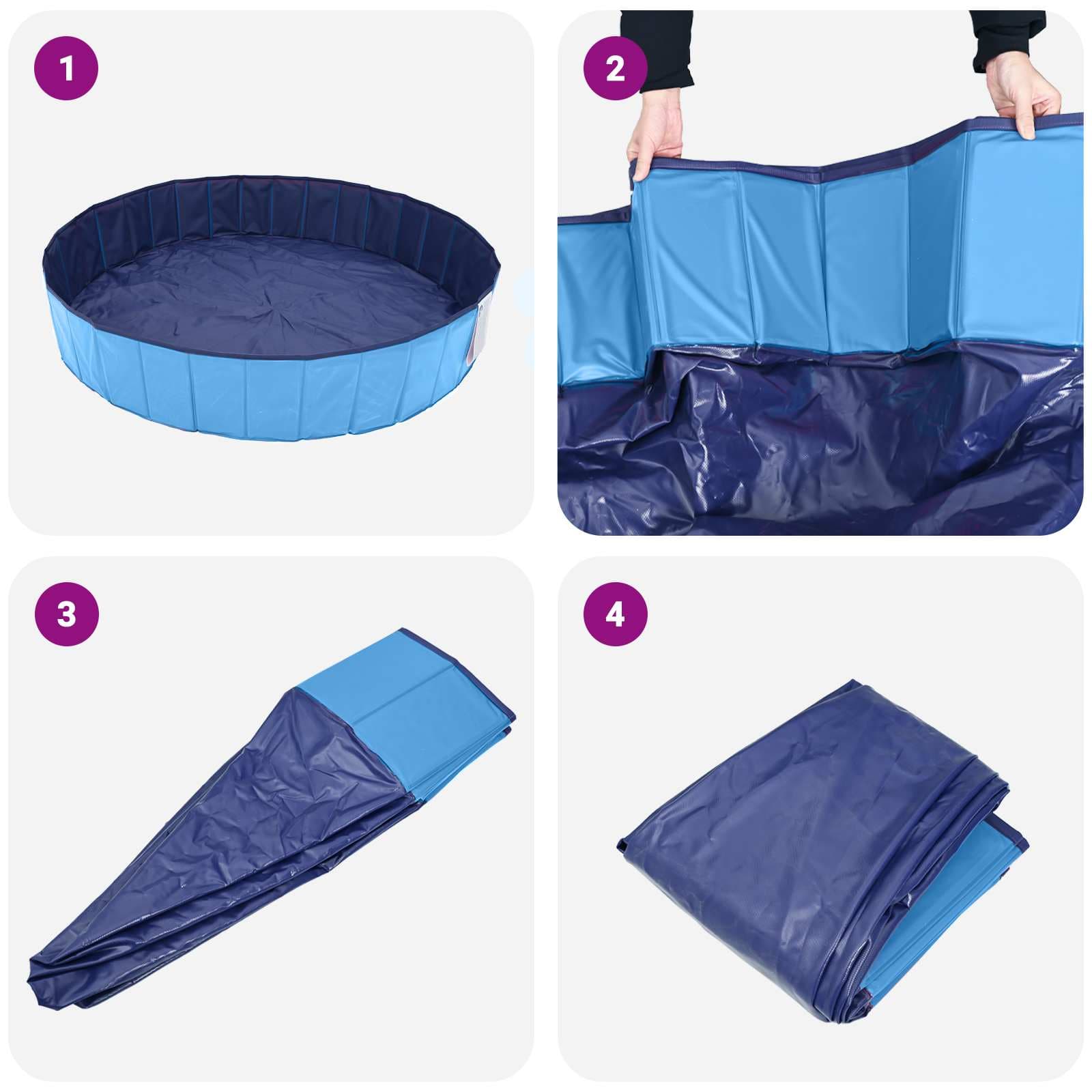 Piscina per Cani Ø300 x 38 cm PVC Spesso Blu — miniatura 5 di 7