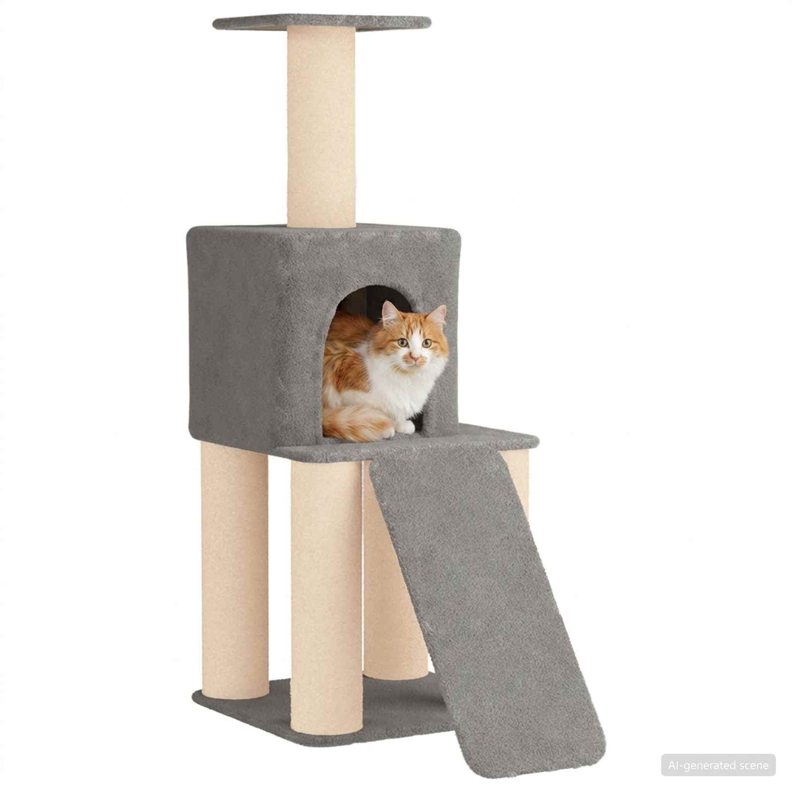 Albero per gatti con pali per graffiare in sisal Grigio Chiaro — miniatura 3 di 9