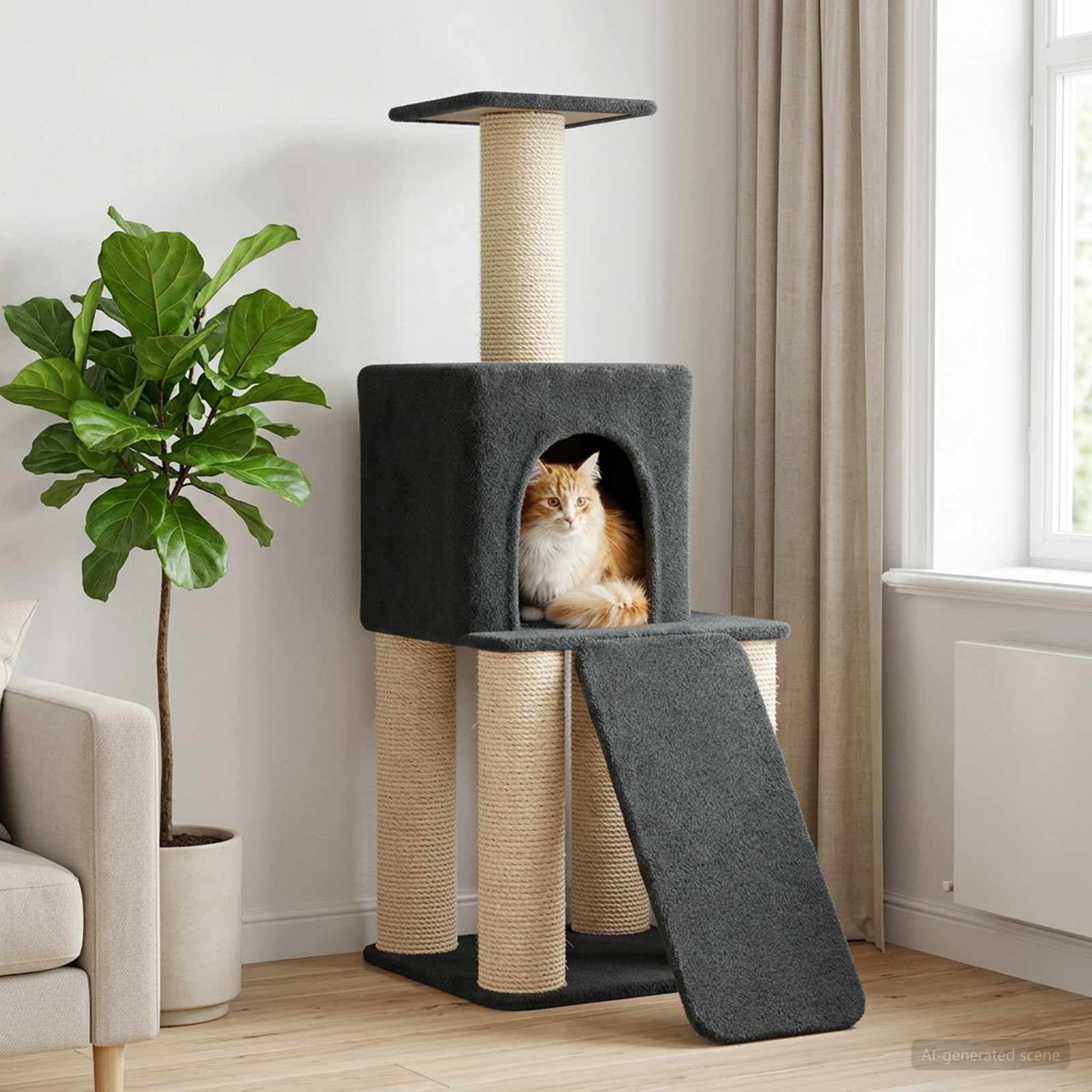 Albero per gatti con pali per graffiare in sisal Grigio Scuro — miniatura 1 di 9