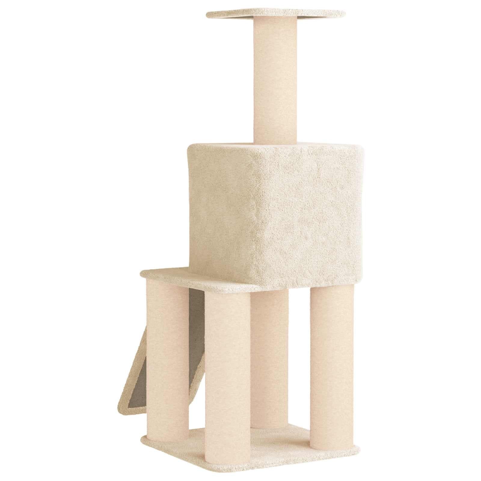 Albero per gatti con pali per graffiare in sisal Crema 146 cm — miniatura 6 di 9
