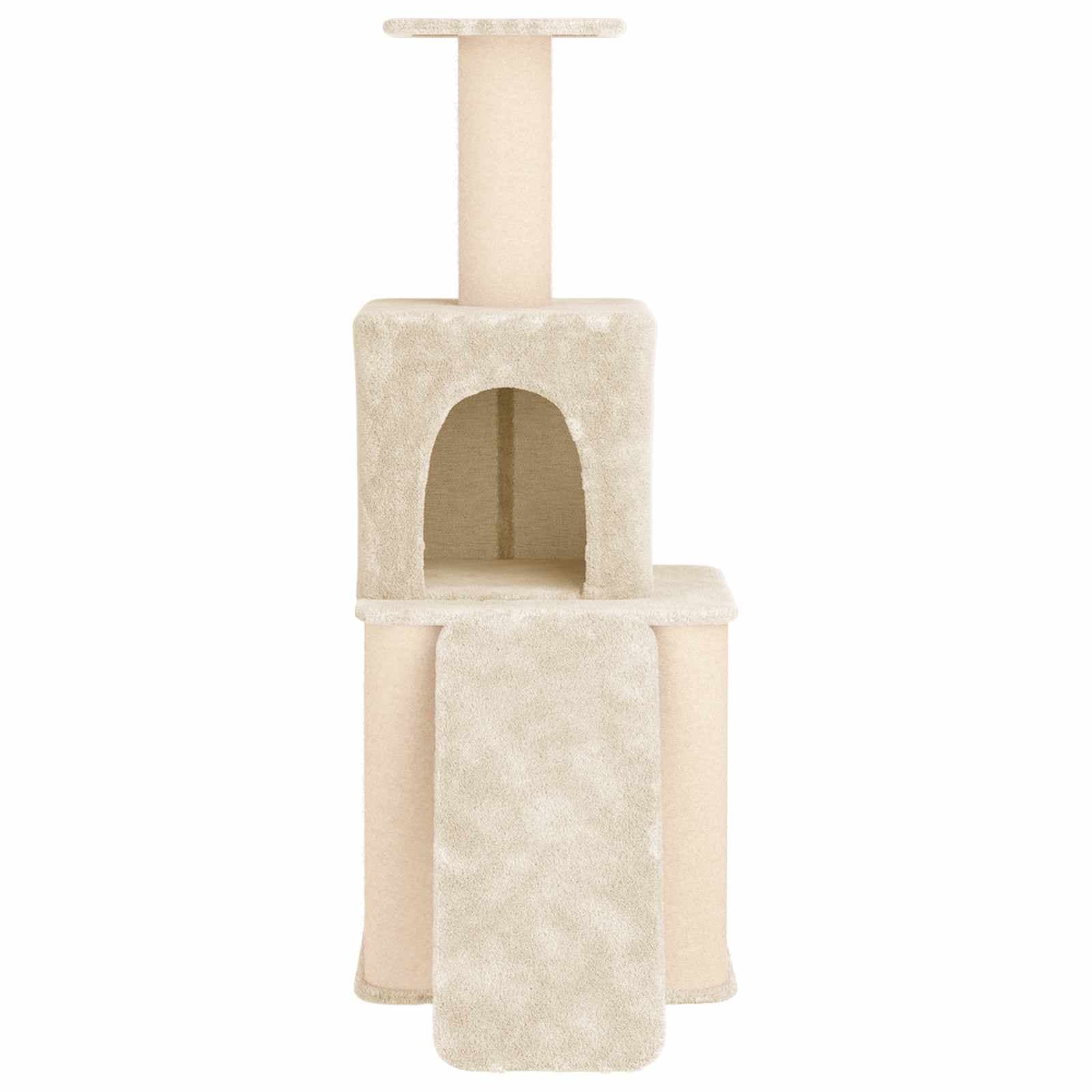 Albero per gatti con pali per graffiare in sisal Crema 146 cm — miniatura 4 di 9