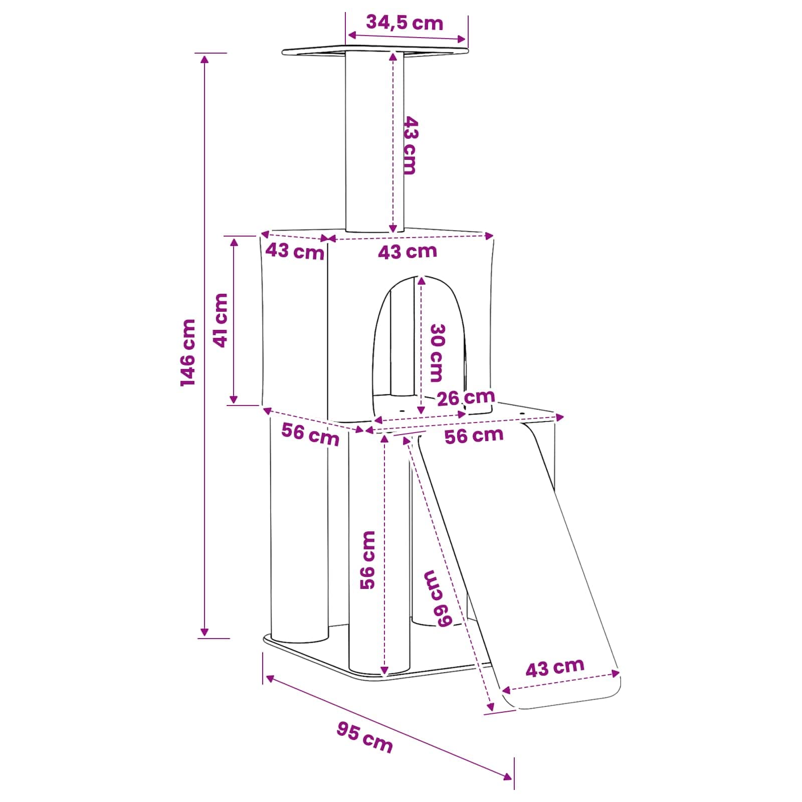 Albero per gatti con pali per graffiare in sisal Crema 146 cm — miniatura 8 di 9