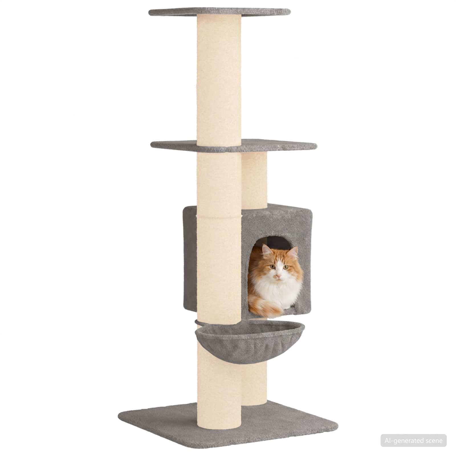Albero per gatti con pali per graffiare in sisal Grigio Chiaro — miniatura 3 di 9