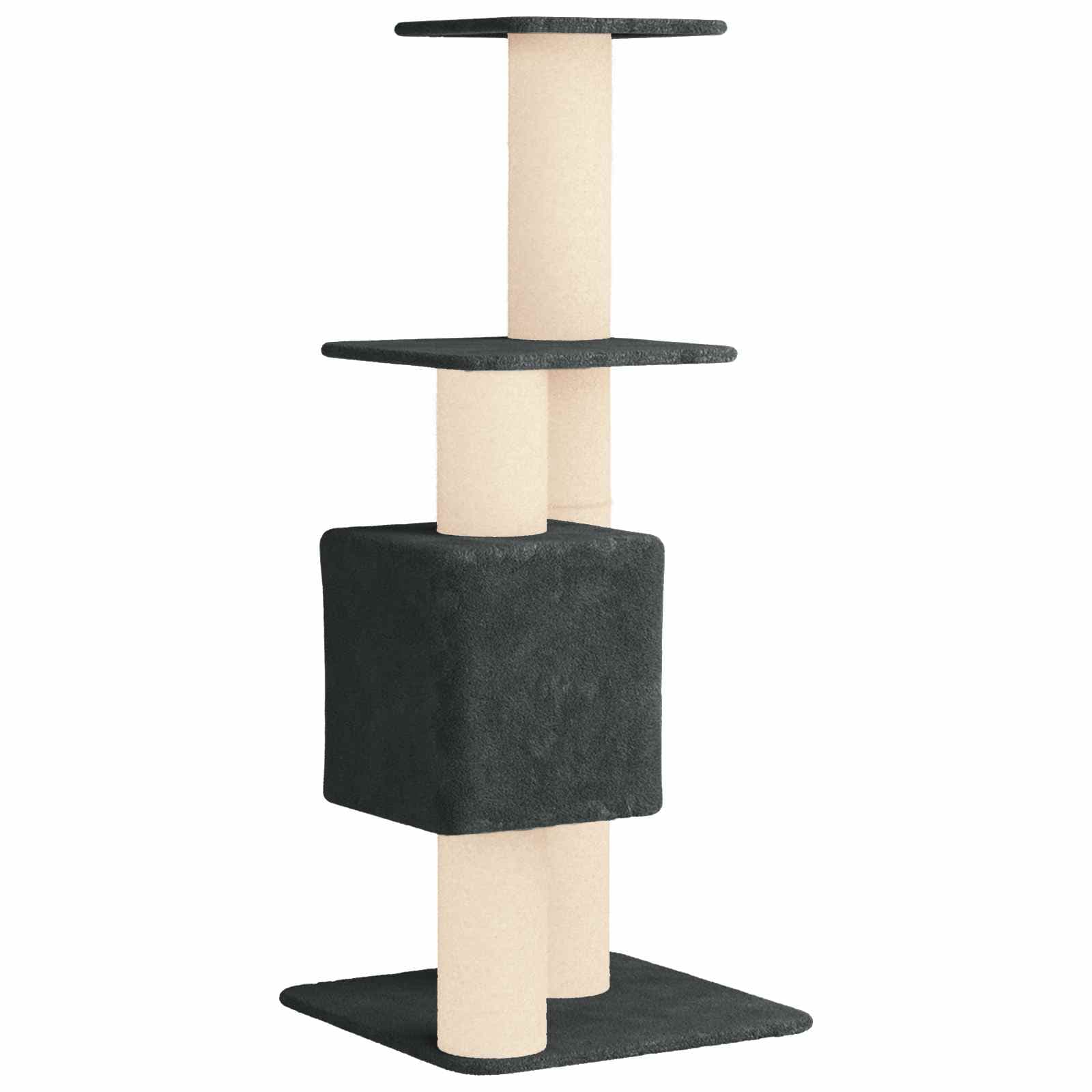 Albero per gatti con pali per graffiare in sisal Grigio Scuro — miniatura 6 di 9