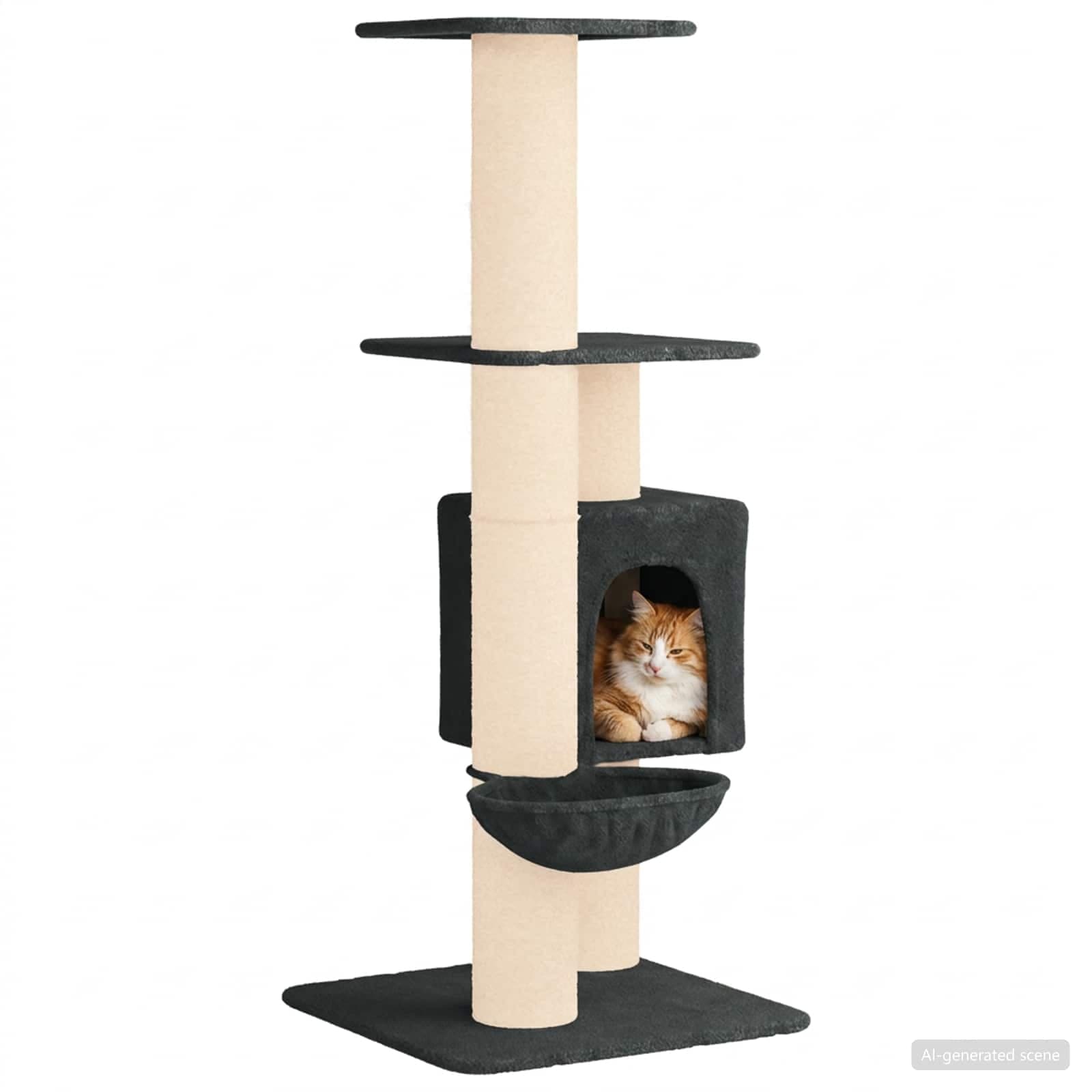 Albero per gatti con pali per graffiare in sisal Grigio Scuro — miniatura 3 di 9
