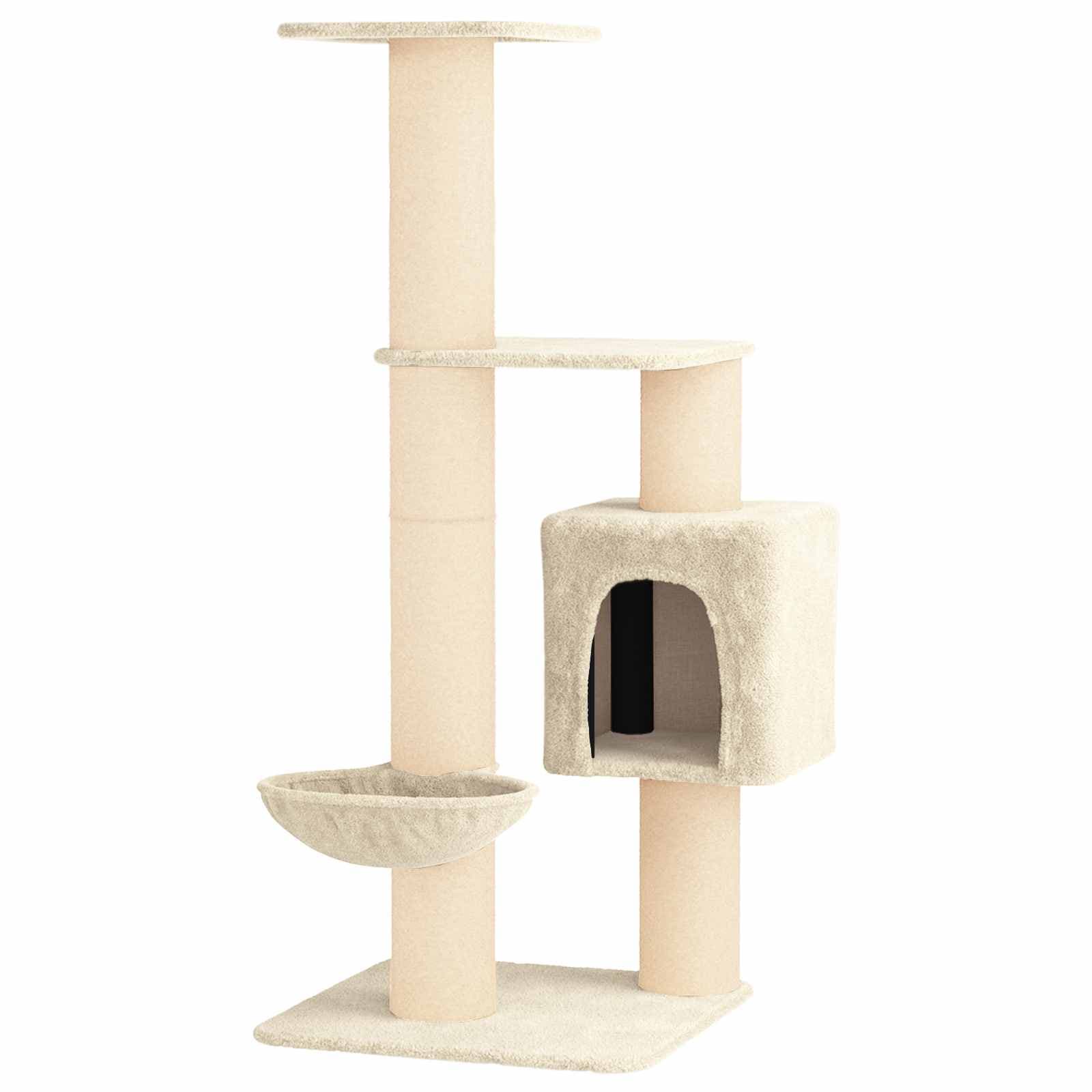 Albero per gatti con pali per graffiare in sisal Crema 137 cm — miniatura 2 di 9