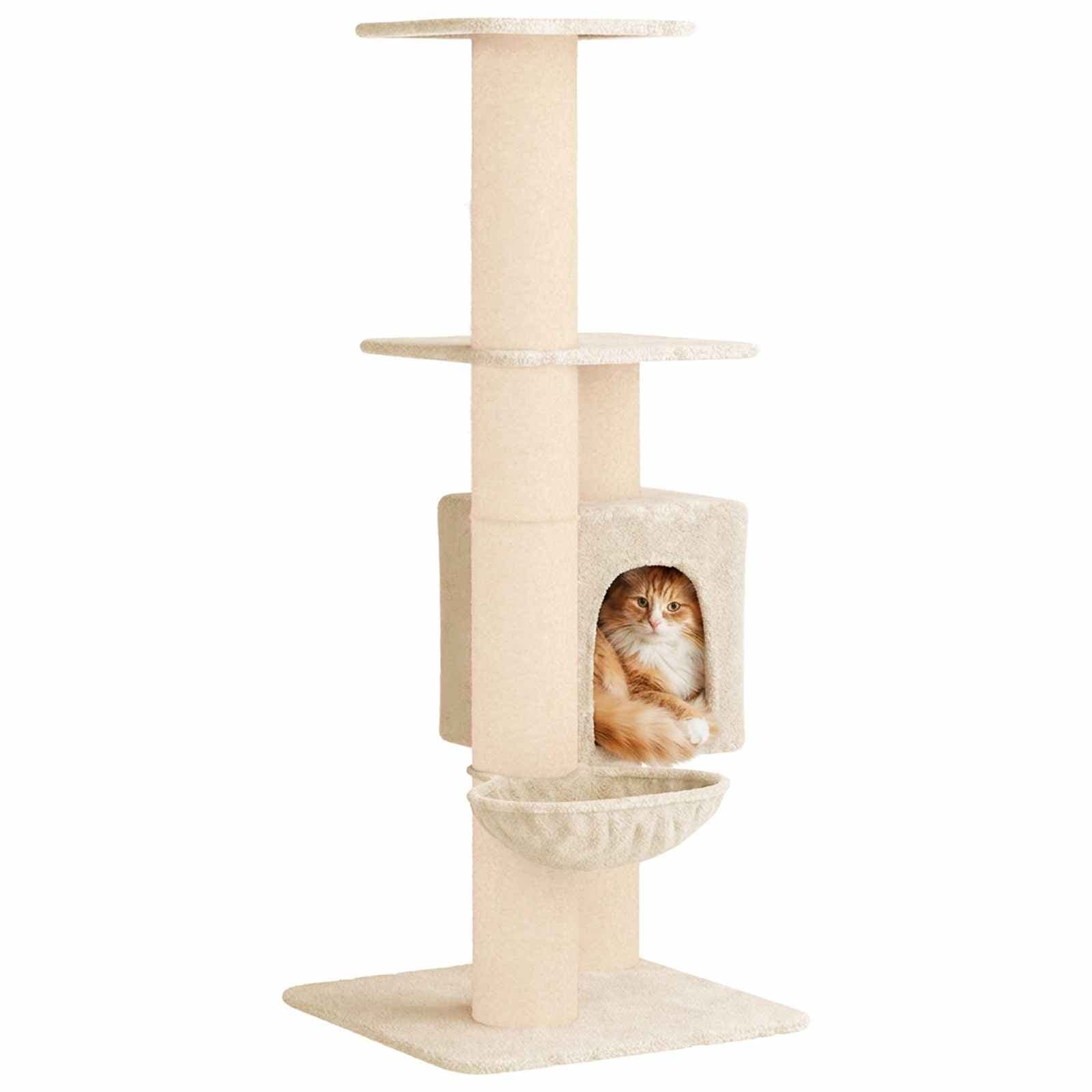 Albero per gatti con pali per graffiare in sisal Crema 137 cm — miniatura 3 di 9