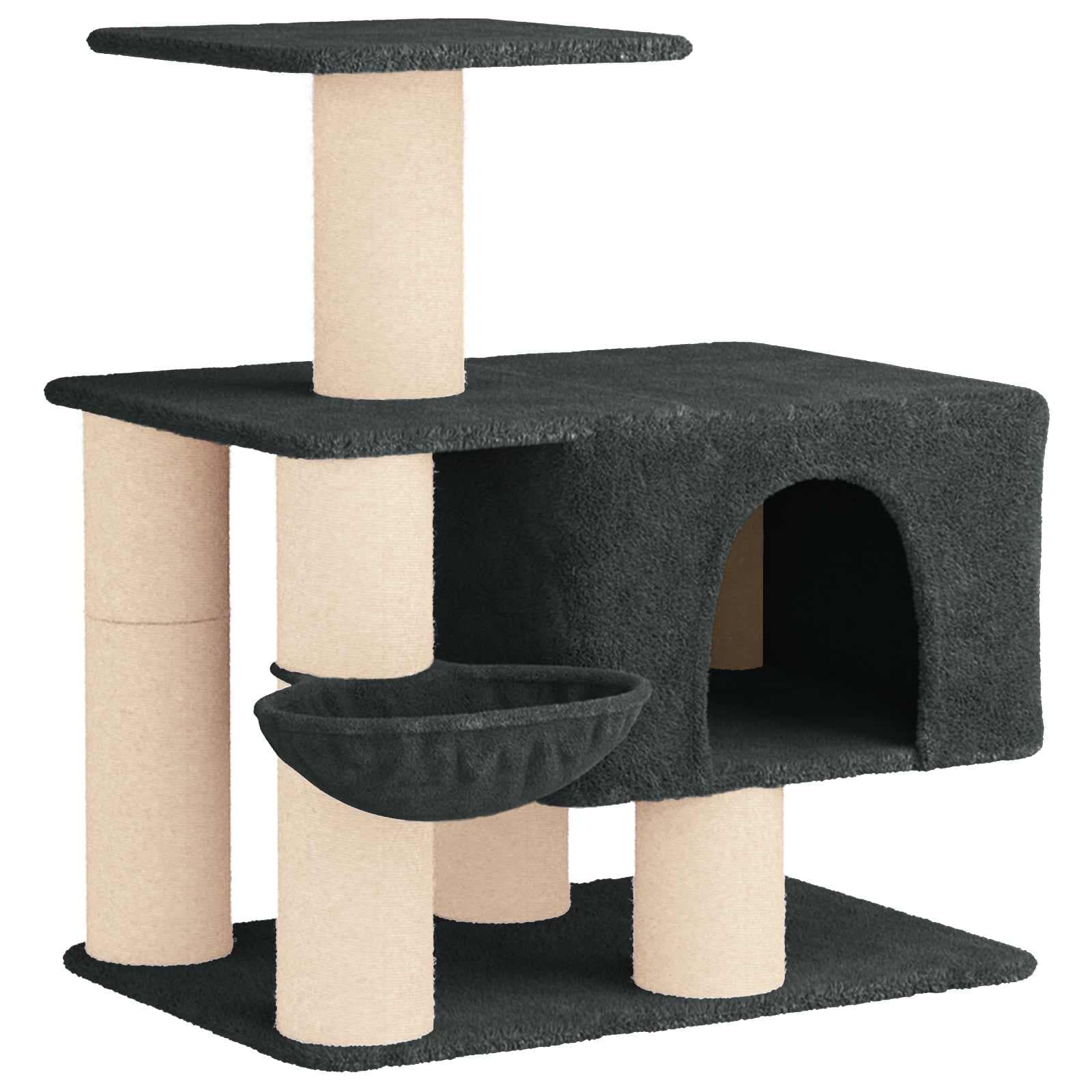Albero per gatti con pali per graffiare in sisal Grigio Scuro — miniatura 2 di 9