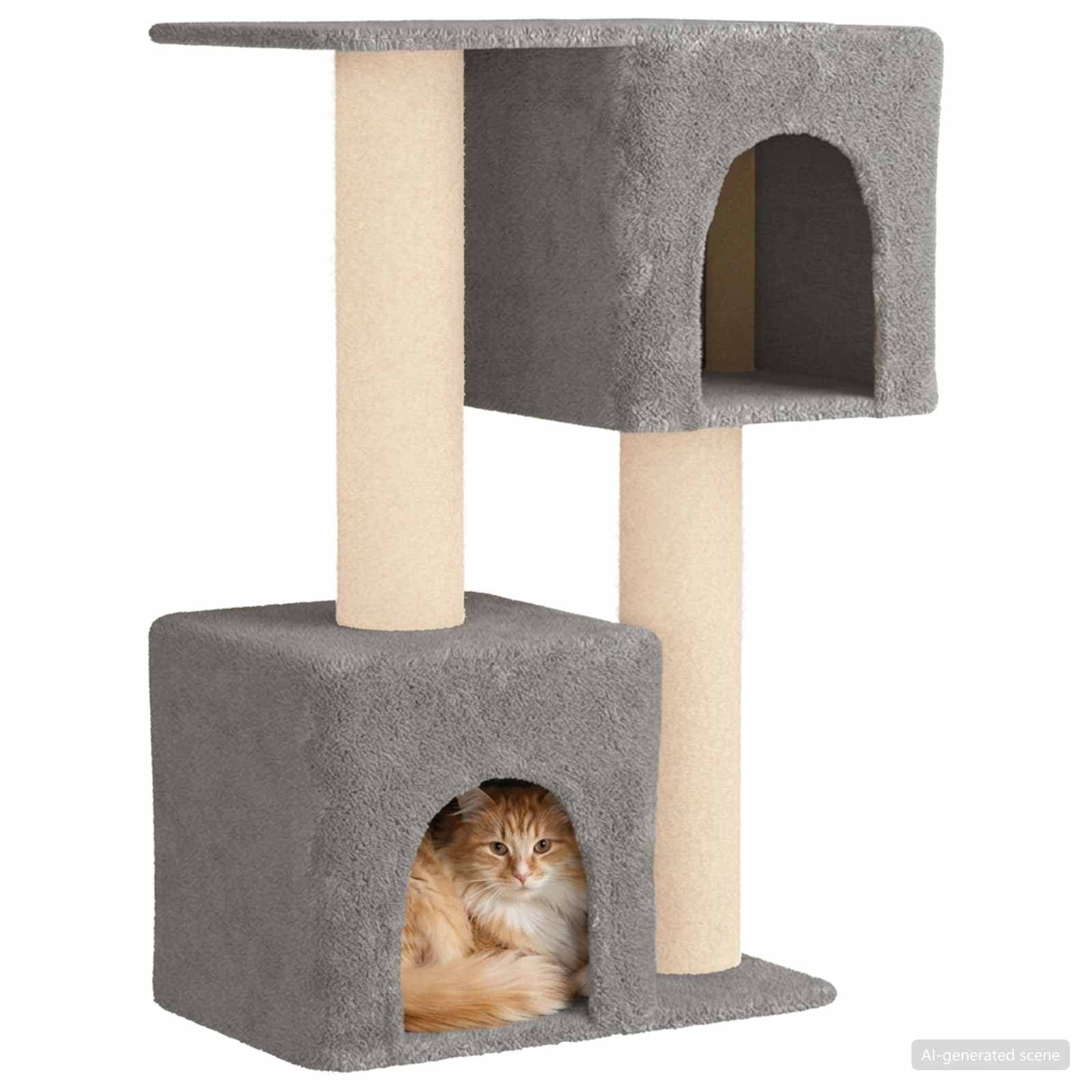 Albero per gatti con pali per graffiare in sisal Grigio Chiaro — miniatura 3 di 9