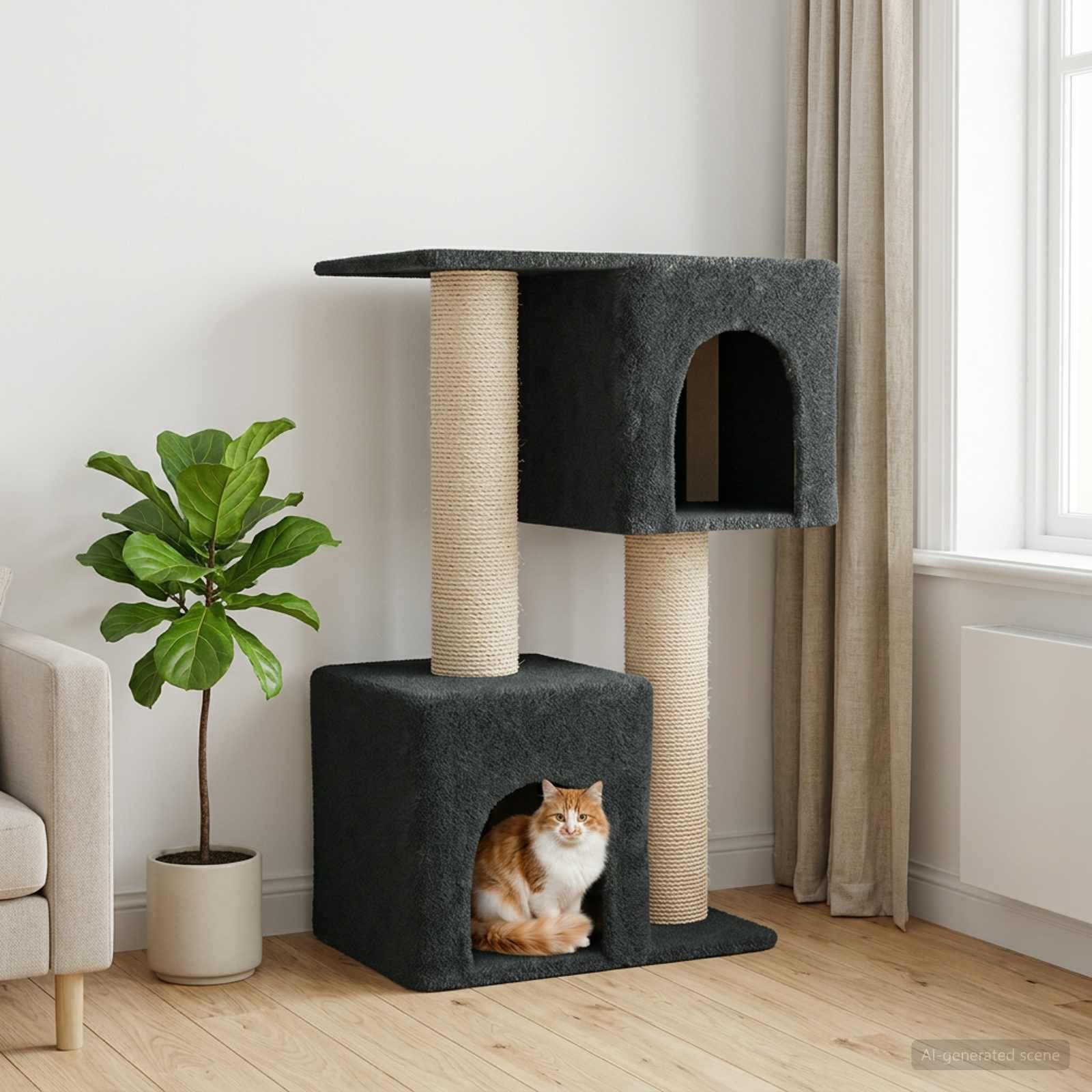 Albero per gatti con pali per graffiare in sisal Grigio Scuro — miniatura 1 di 9