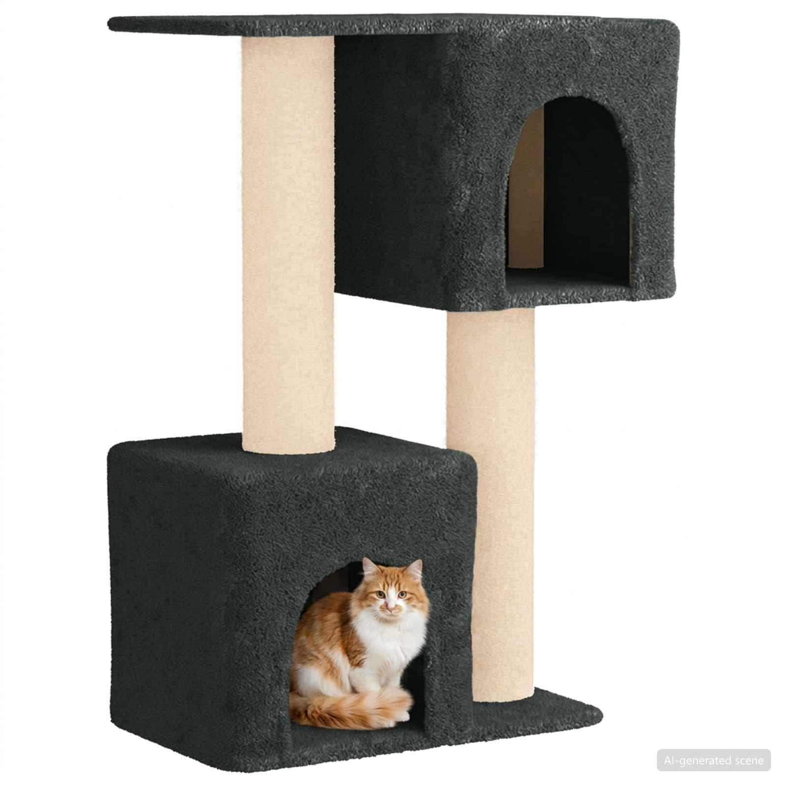 Albero per gatti con pali per graffiare in sisal Grigio Scuro — miniatura 3 di 9