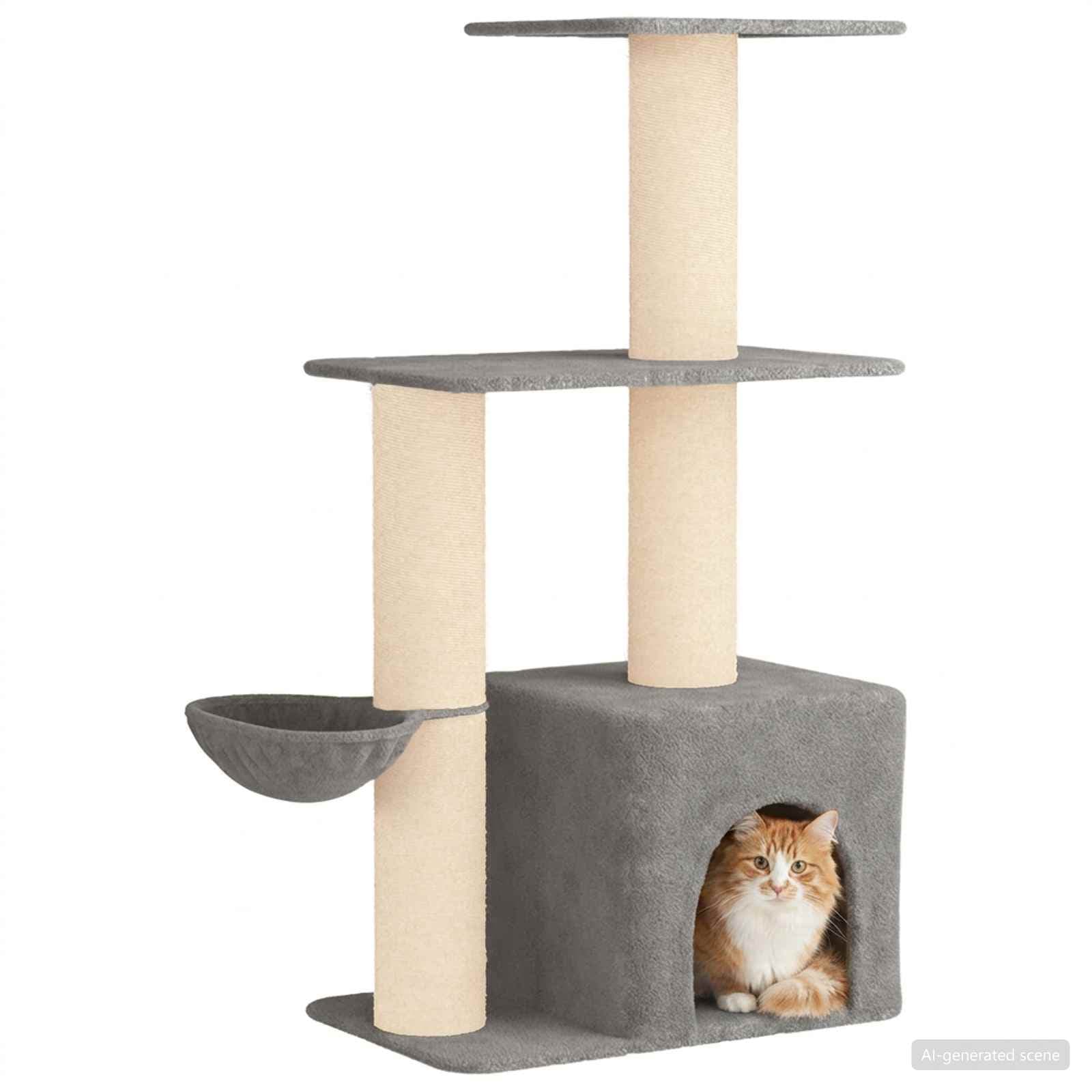 Albero per gatti con pali per graffiare in sisal Grigio Chiaro — miniatura 3 di 9