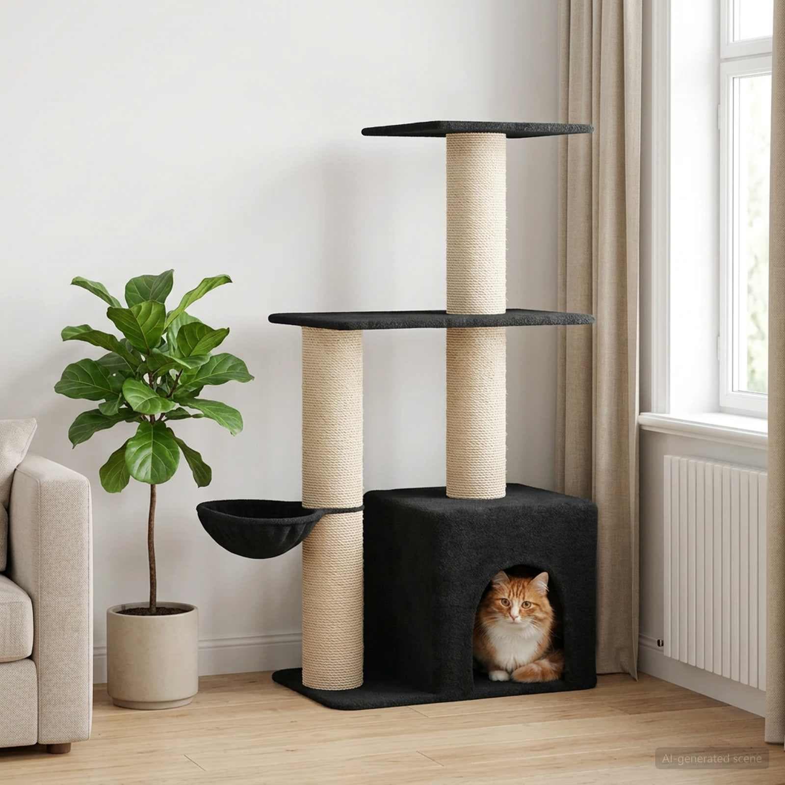 Albero per gatti con pali per graffiare in sisal Grigio Scuro — miniatura 1 di 9