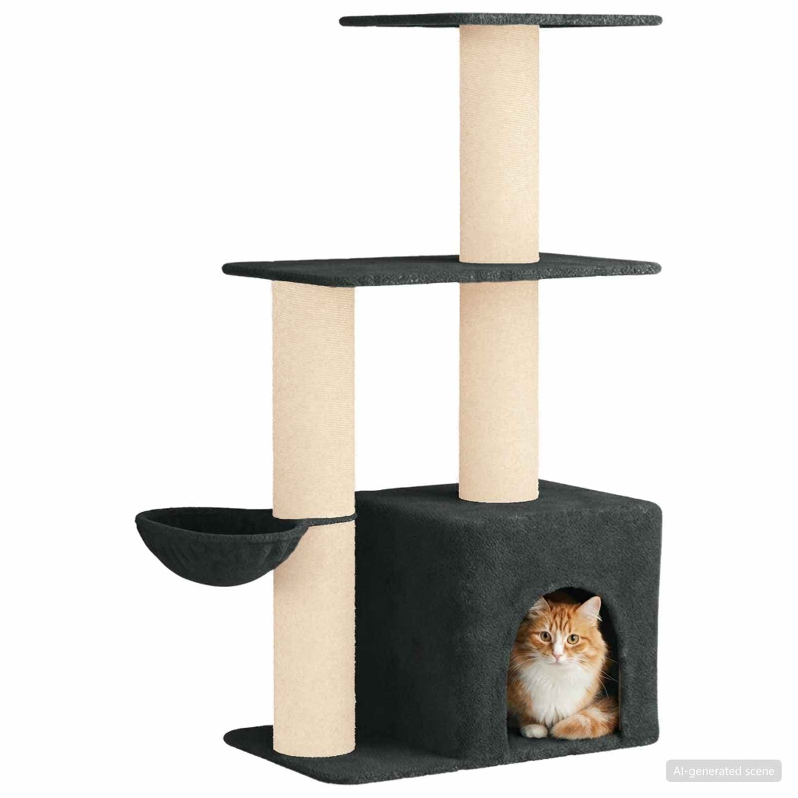 Albero per gatti con pali per graffiare in sisal Grigio Scuro — miniatura 3 di 9