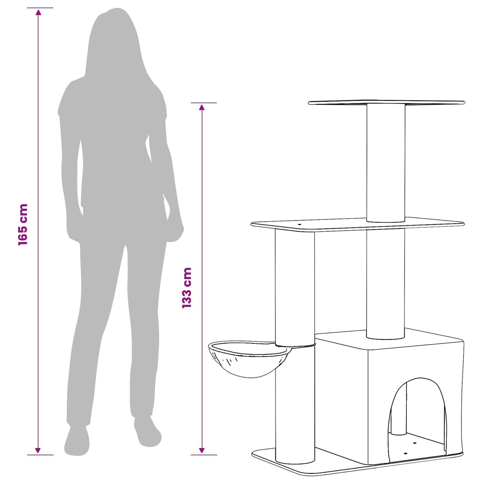 Albero per gatti con pali per graffiare in sisal Crema 133 cm — miniatura 9 di 9