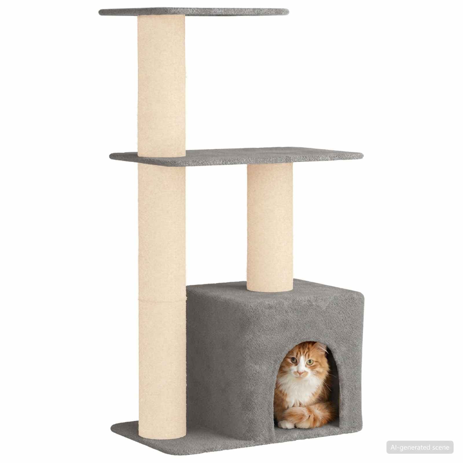 Albero per gatti con pali per graffiare in sisal Grigio Chiaro — miniatura 3 di 9