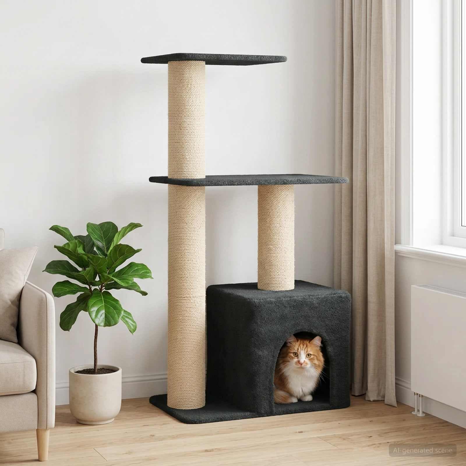 Albero per gatti con pali per graffiare in sisal Grigio Scuro — miniatura 1 di 9