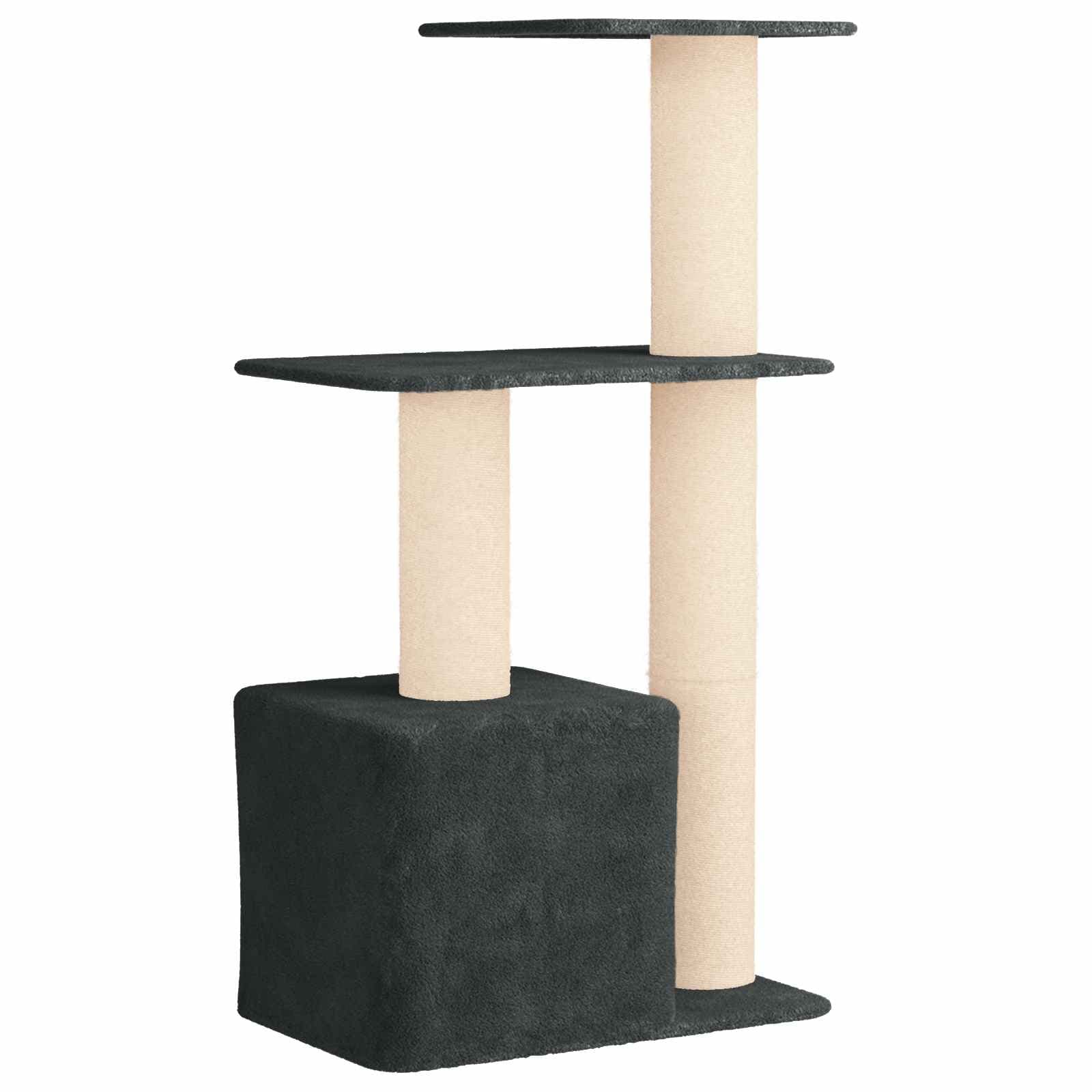 Albero per gatti con pali per graffiare in sisal Grigio Scuro — miniatura 6 di 9