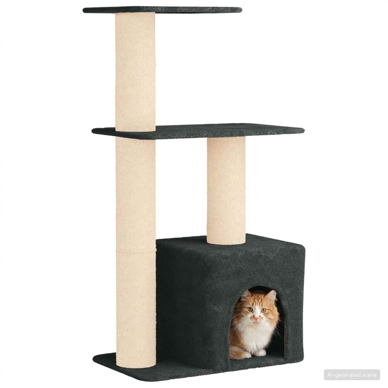 Albero per gatti con pali per graffiare in sisal Grigio Scuro — miniatura 3 di 9