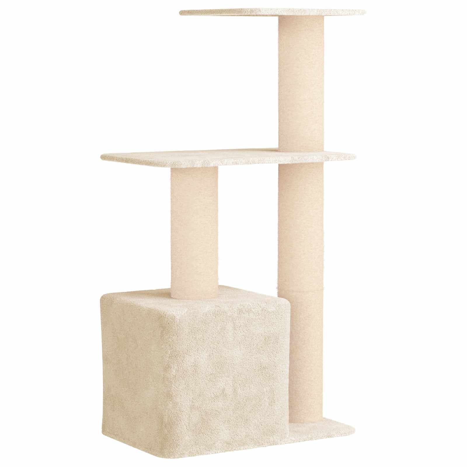 Albero per gatti con pali per graffiare in sisal Crema 133 cm — miniatura 6 di 9