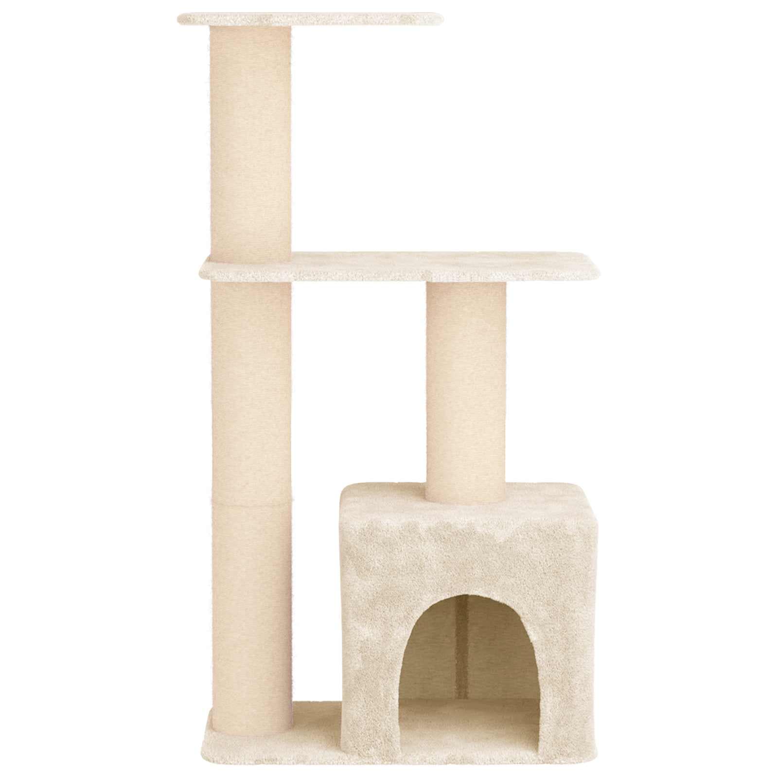 Albero per gatti con pali per graffiare in sisal Crema 133 cm — miniatura 4 di 9