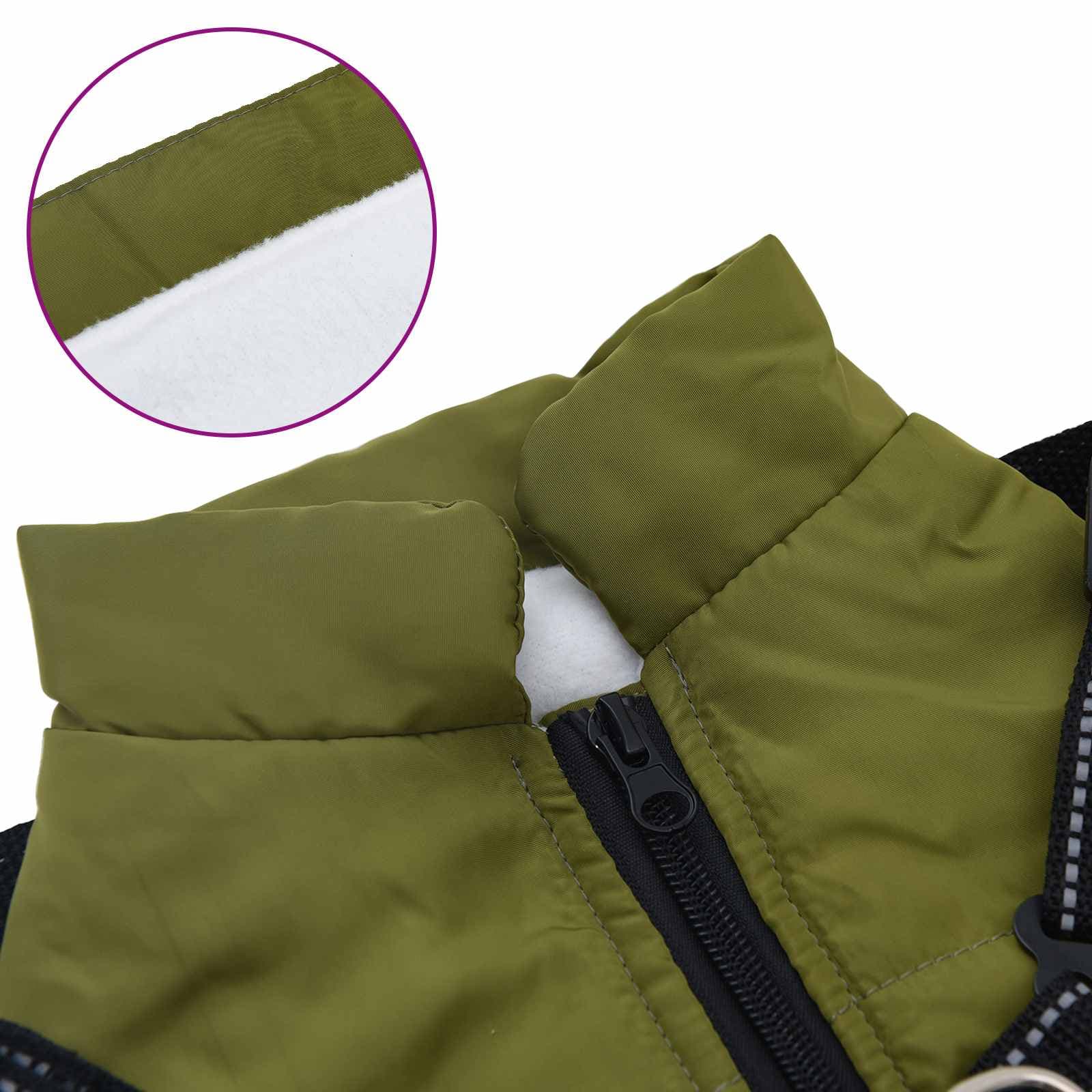 Cappotto per Cani Verde militare L28 Pile e Poliestere — miniatura 7 di 10