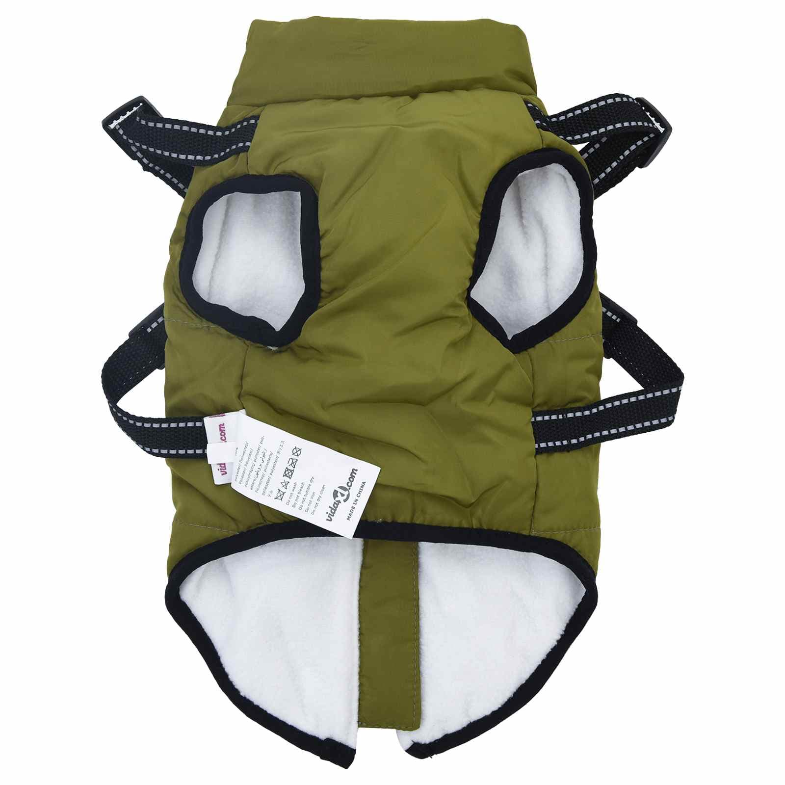 Cappotto per Cani Verde militare L36 Pile e Poliestere — miniatura 5 di 10