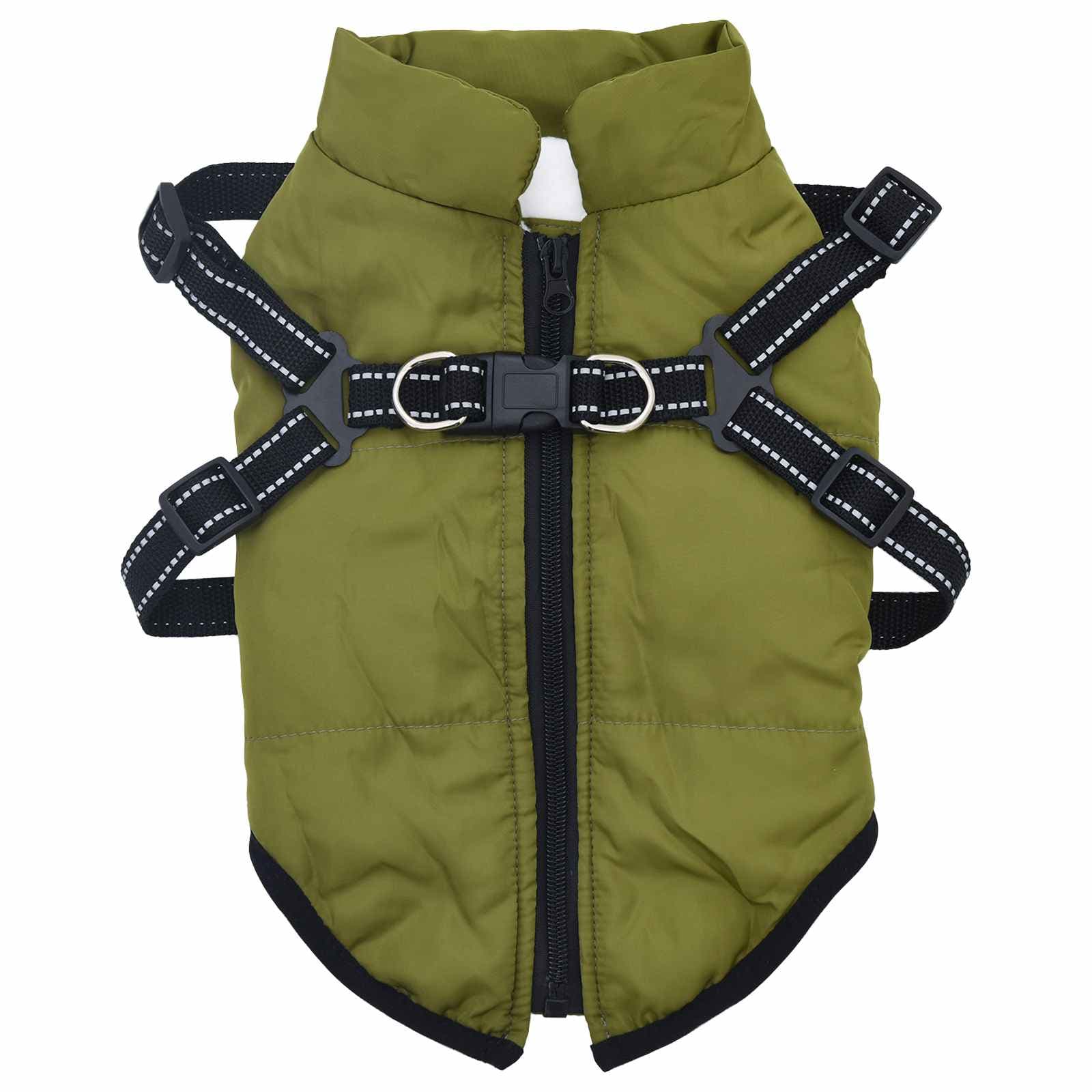 Cappotto per Cani Verde militare L36 Pile e Poliestere — miniatura 2 di 10