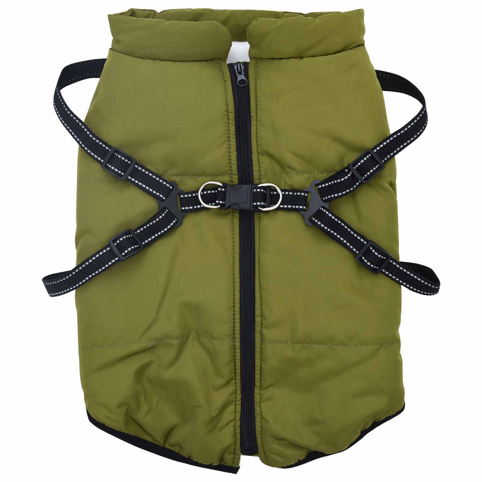 Cappotto per Cani Verde militare L44 Pile e Poliestere — miniatura 2 di 10