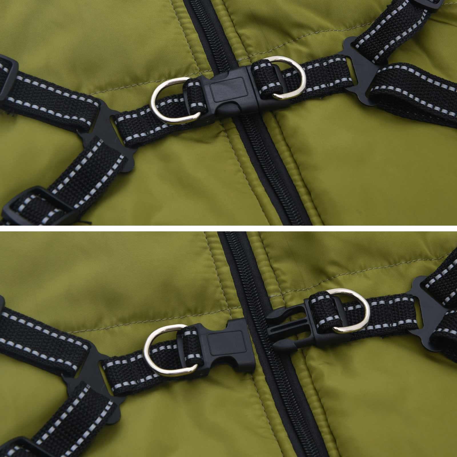 Cappotto per Cani Verde militare L68 Pile e Poliestere — miniatura 6 di 10