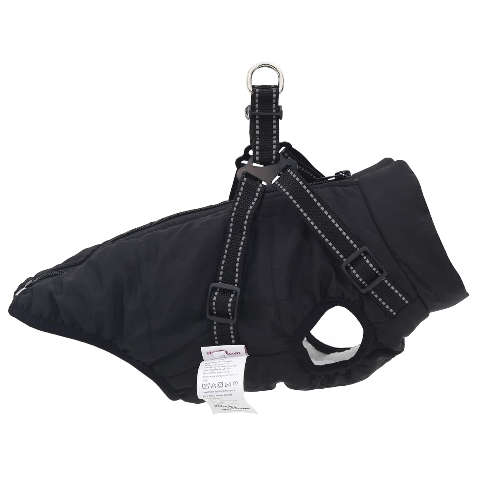 Cappotto per Cani Nero L32 Pile e Poliestere — miniatura 4 di 10