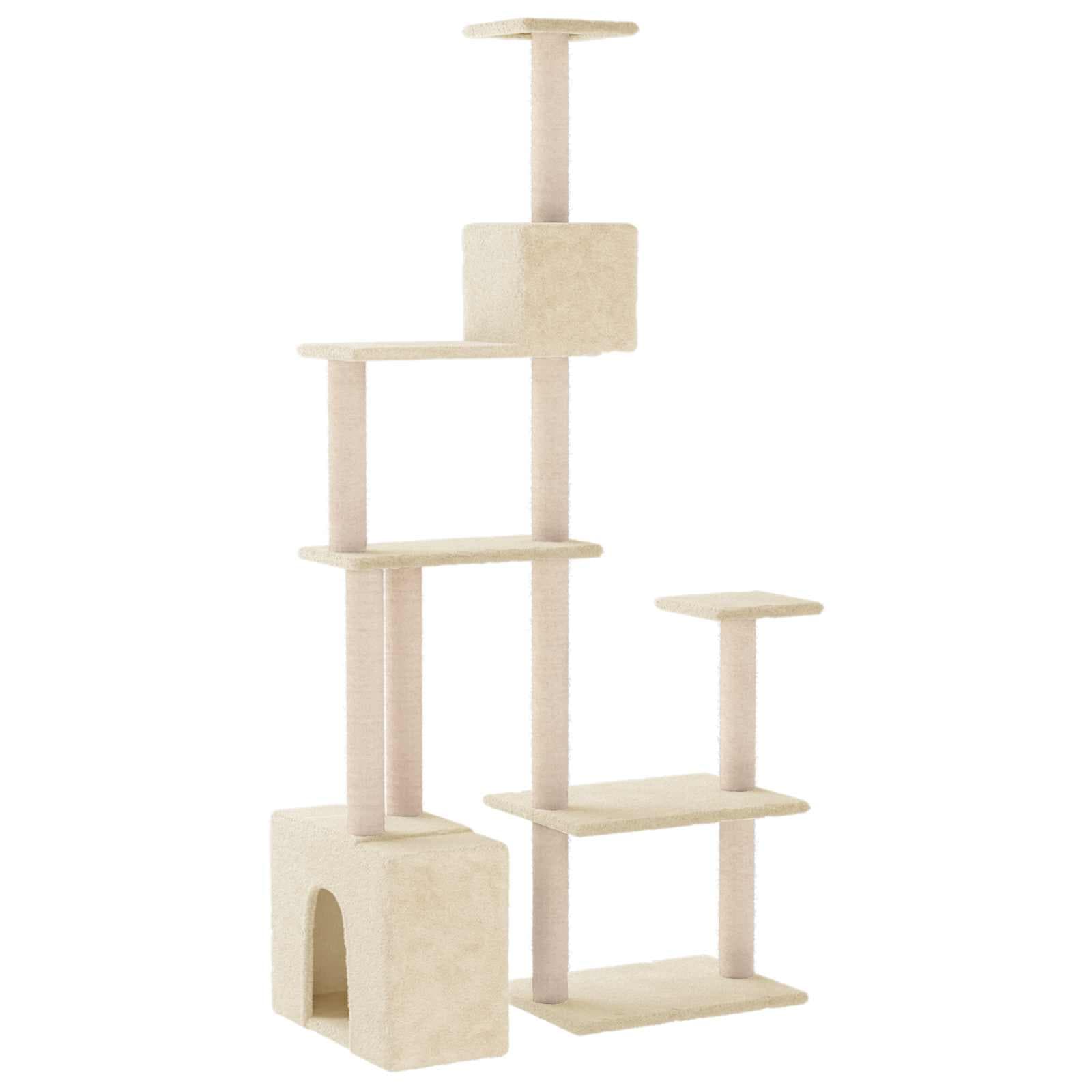 Albero per gatti con pali per graffiare in sisal Crema 177,5 cm — miniatura 5 di 7