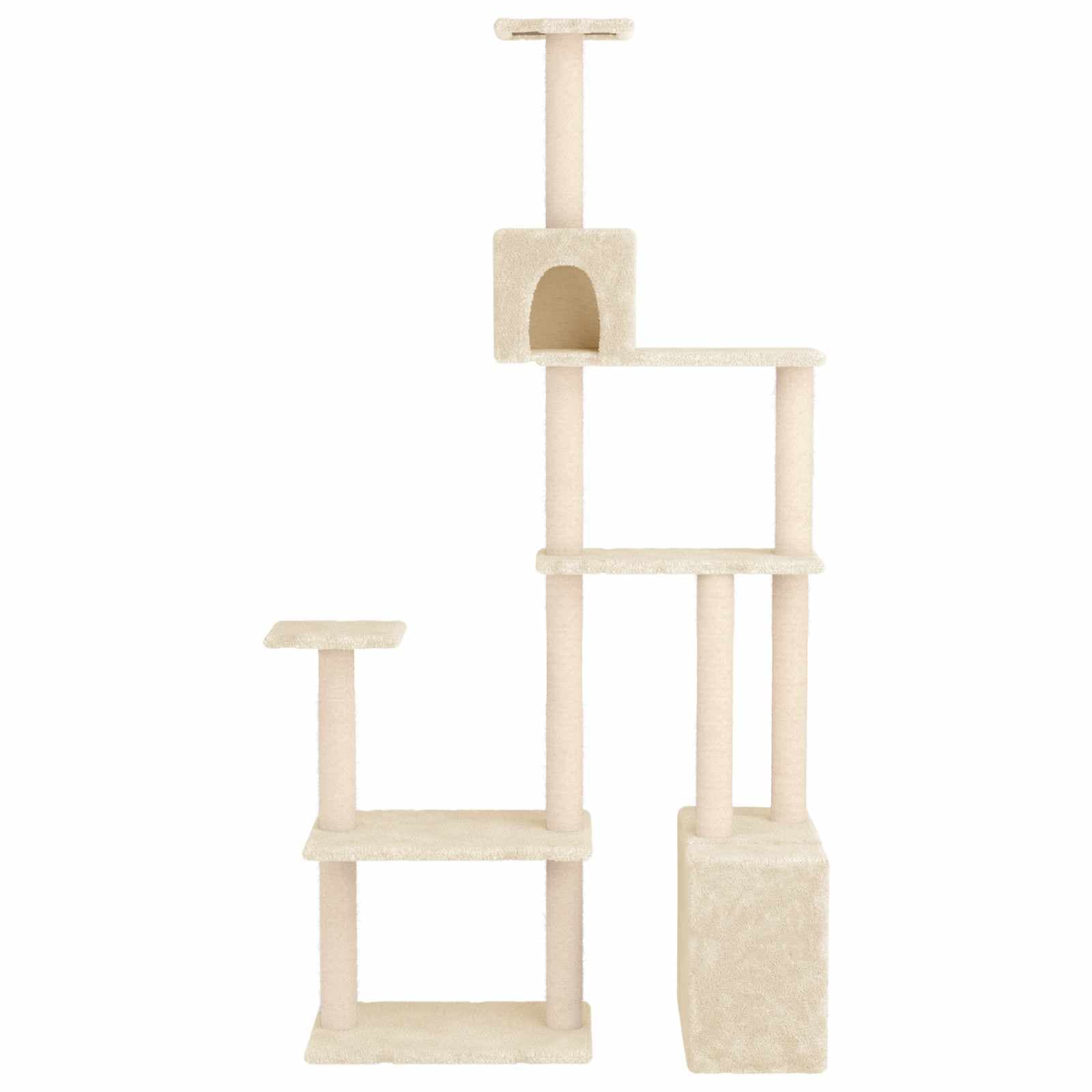 Albero per gatti con pali per graffiare in sisal Crema 177,5 cm — miniatura 3 di 7