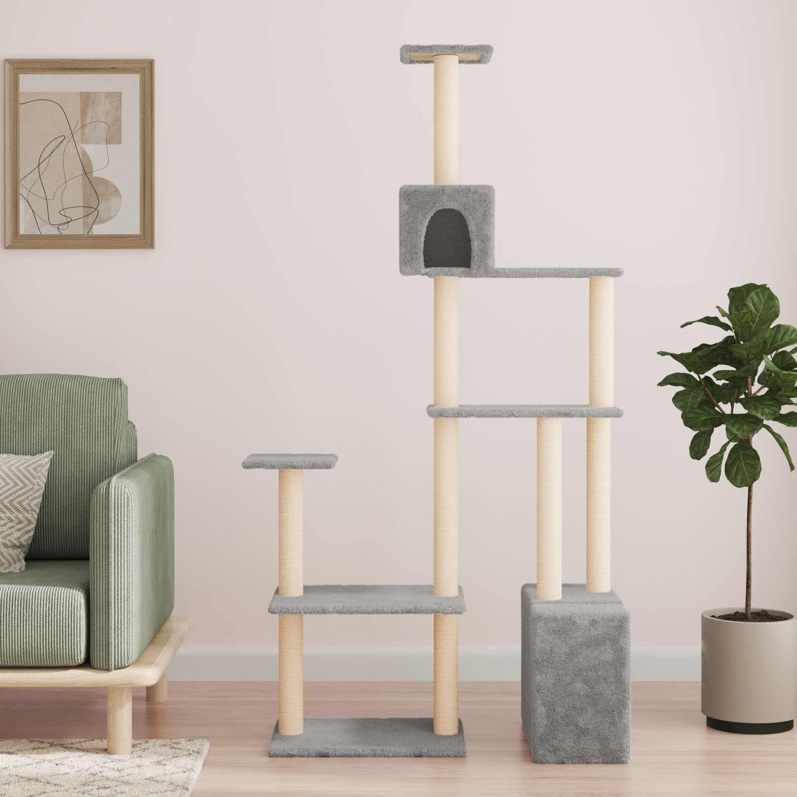 Albero per gatti con pali per graffiare in sisal Grigio Chiaro — miniatura 1 di 7