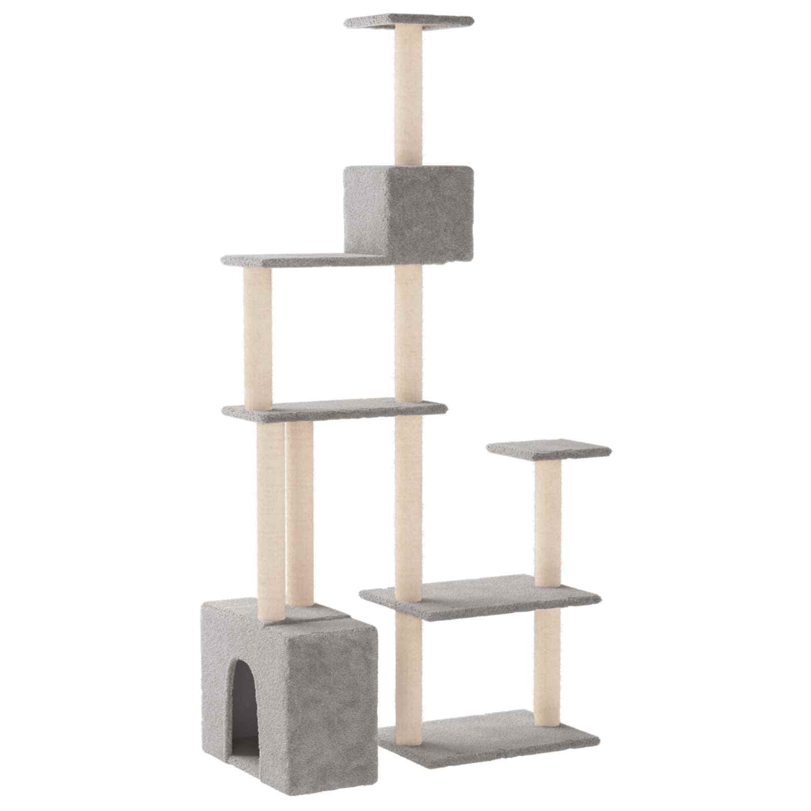 Albero per gatti con pali per graffiare in sisal Grigio Chiaro — miniatura 5 di 7