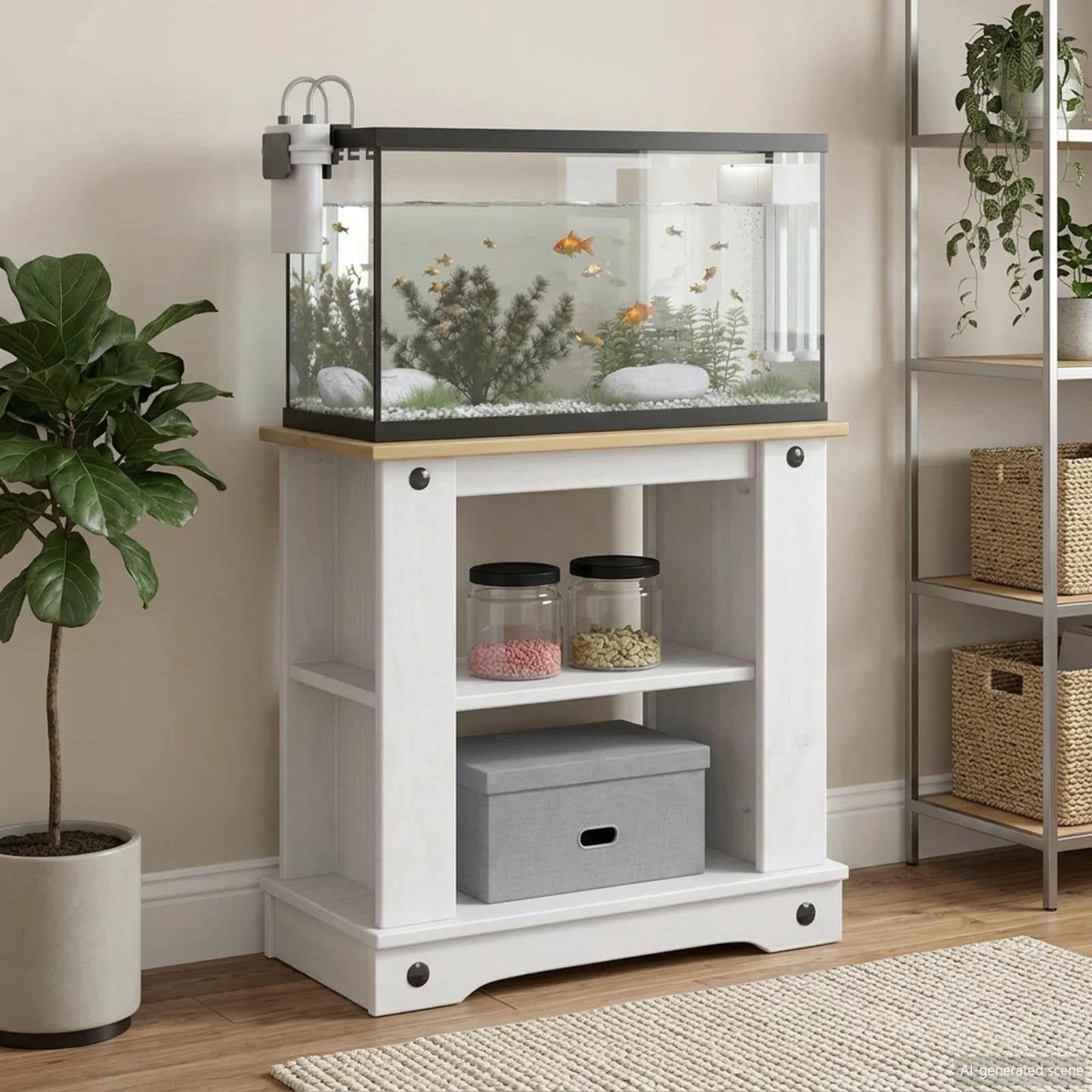 Supporto per Acquario CORONA Bianco e marrone 60 x 30 x 60 cm — miniatura 1 di 7