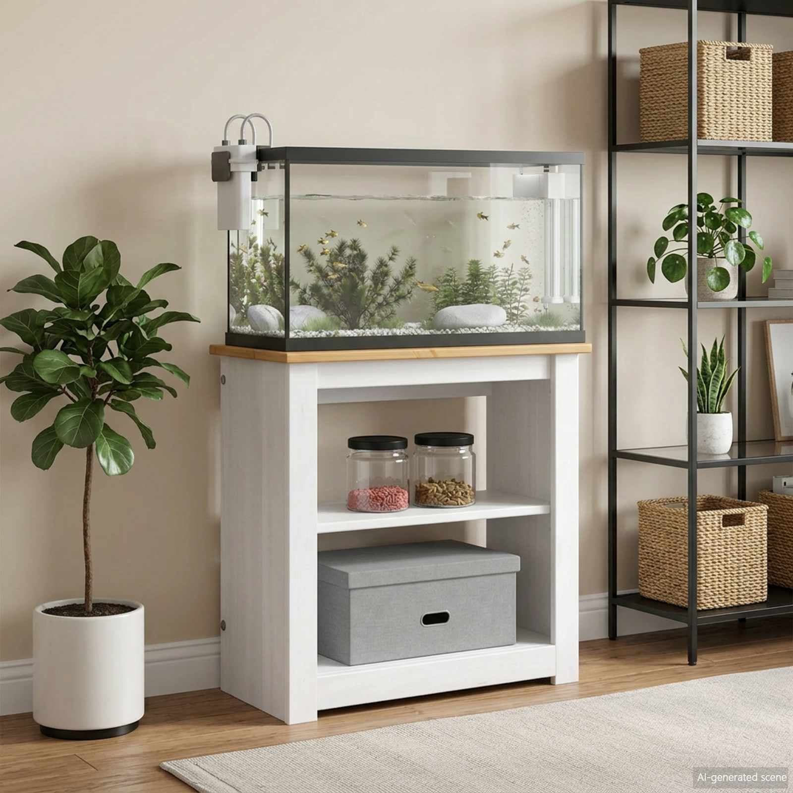 Supporto per Acquario PANAMA Bianco e marrone 60 x 30 x 60 cm — miniatura 1 di 7