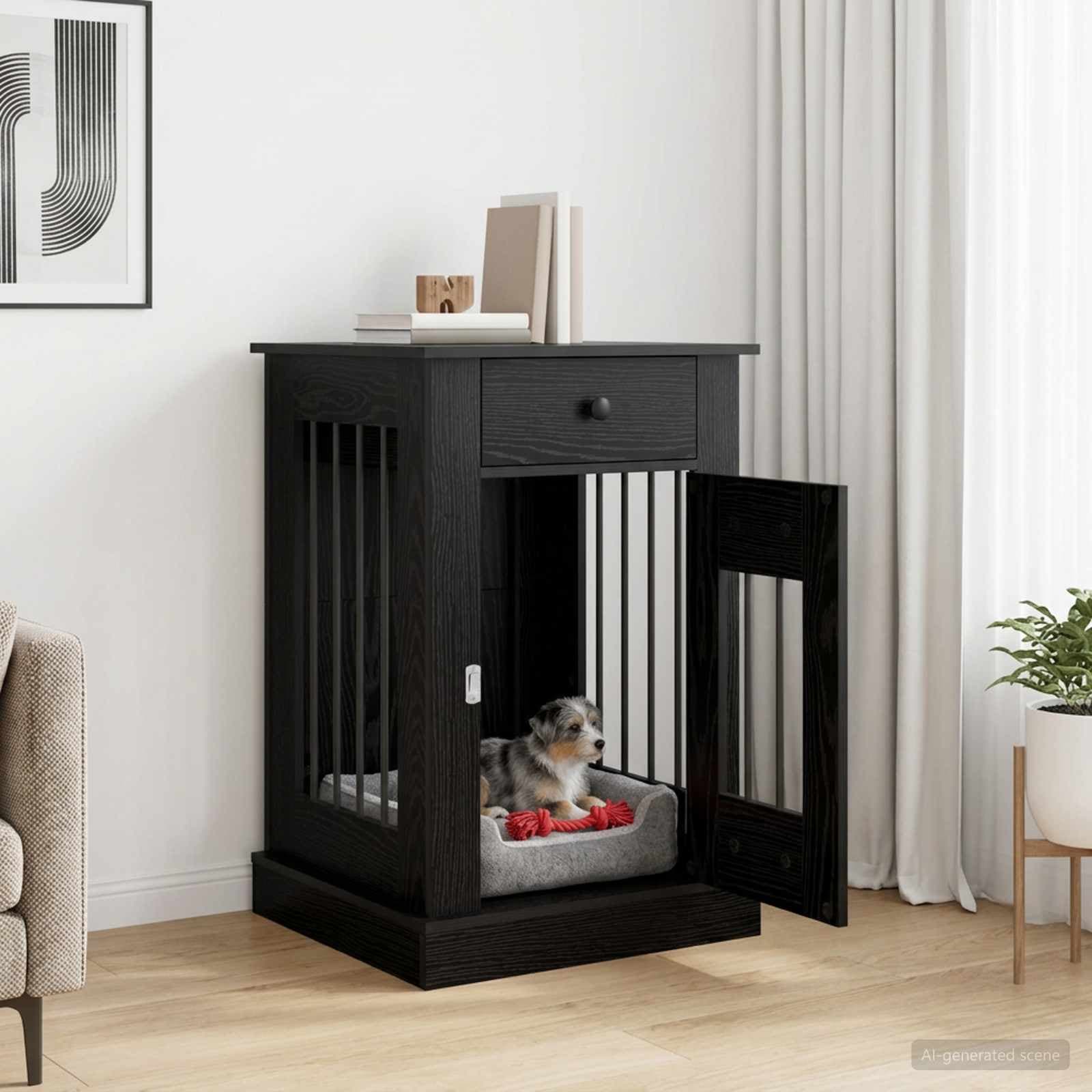 Mobile da cassa per cani Rovere Nero 50 x 47,5 x 80 cm — miniatura 1 di 10